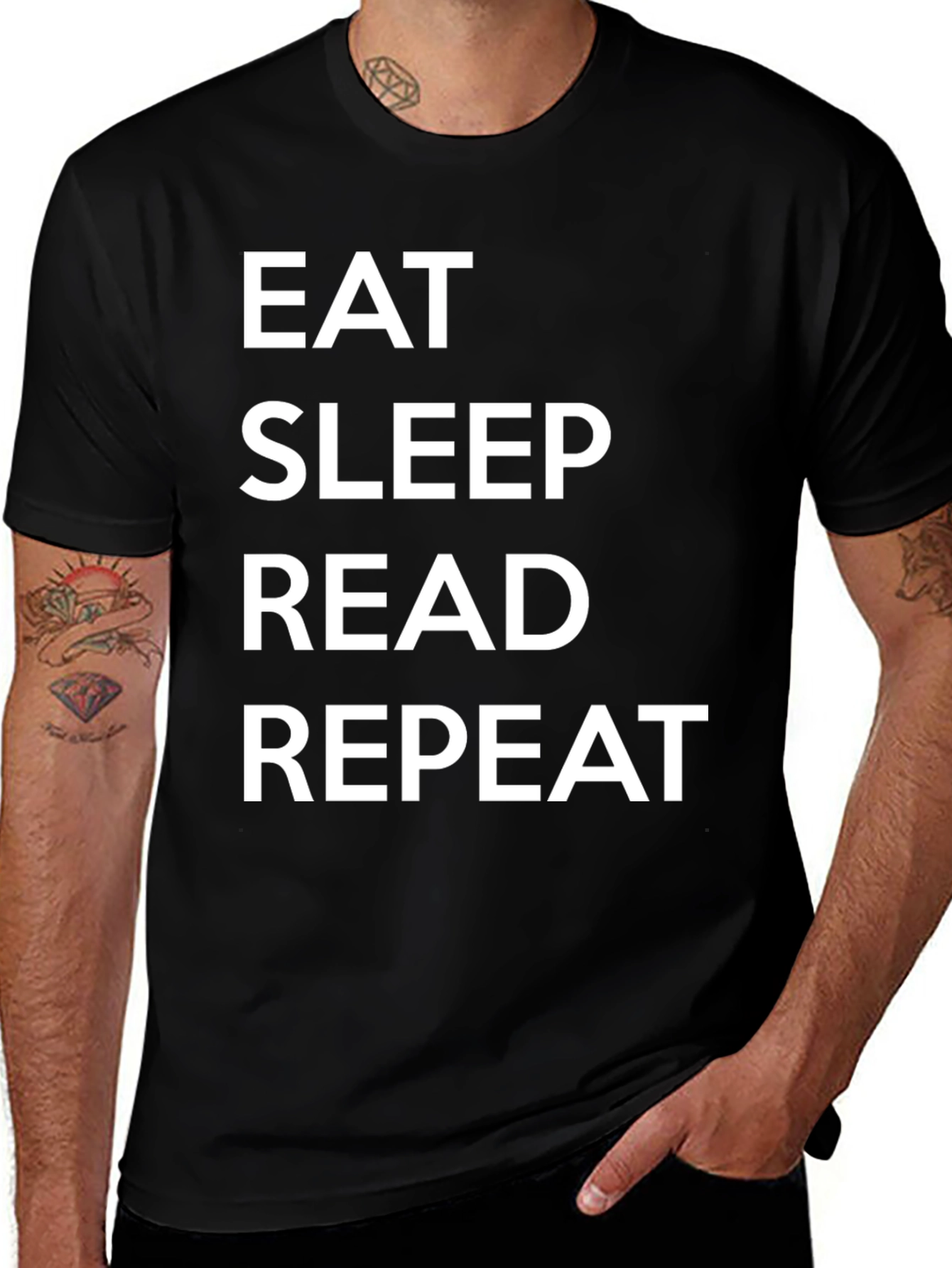 Eat Sleep Read Repeat Black T-Shirt