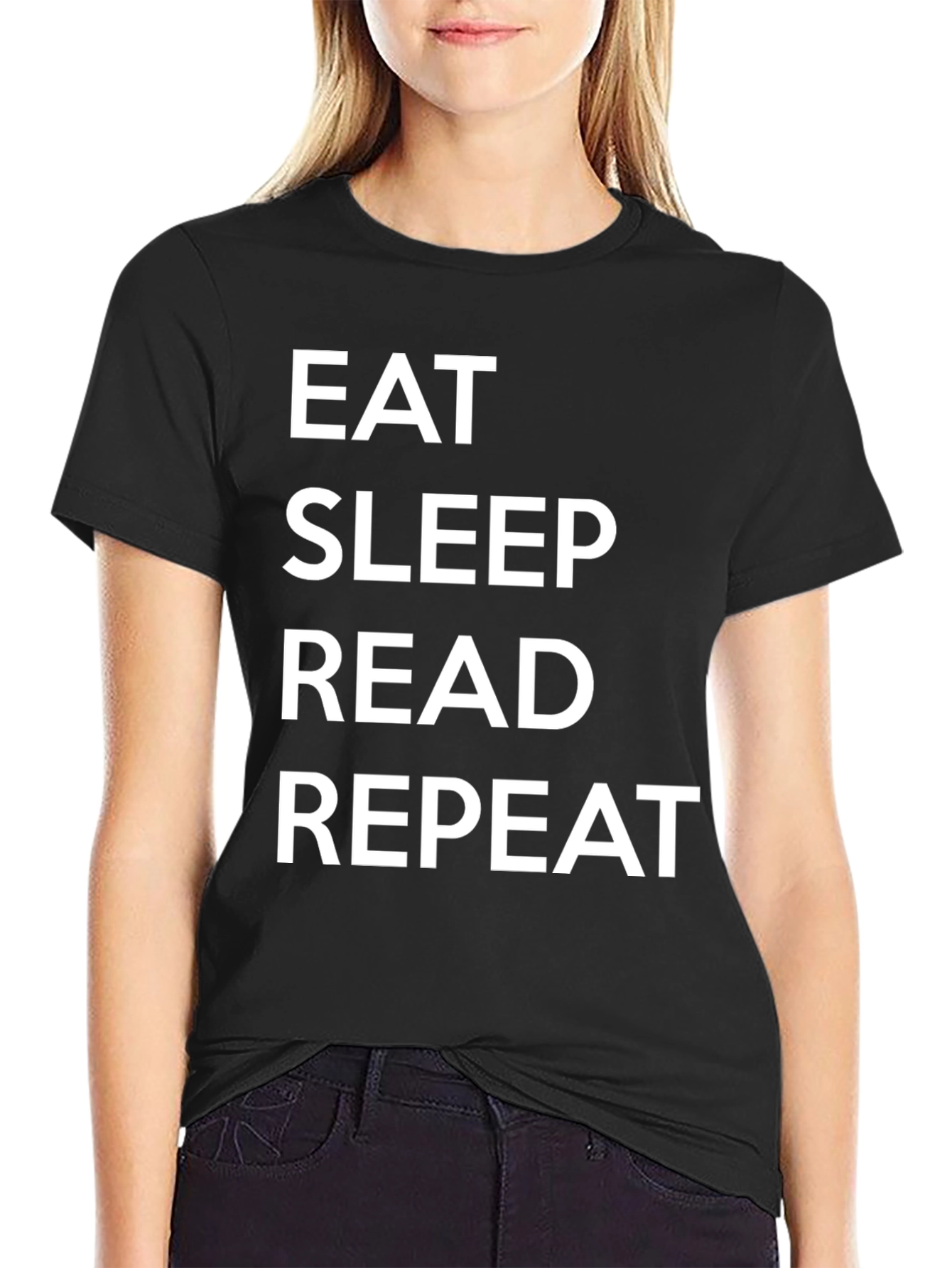Eat Sleep Read Repeat Black T-Shirt