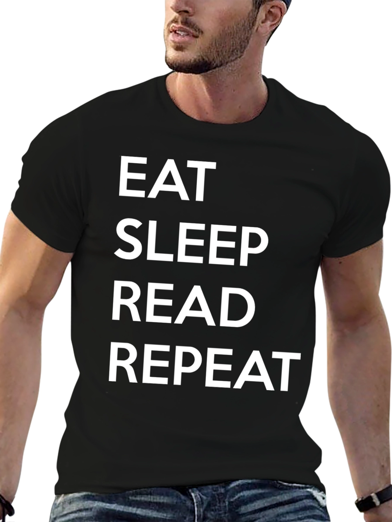 Eat Sleep Read Repeat Black T-Shirt