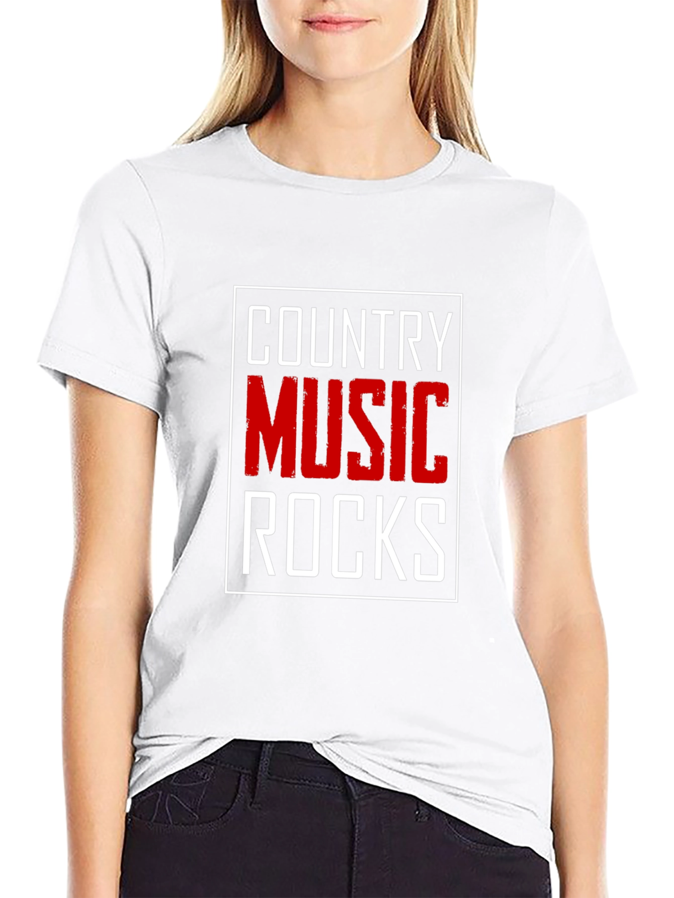 Country Music Rocks T-Shirt Black Cotton Tee
