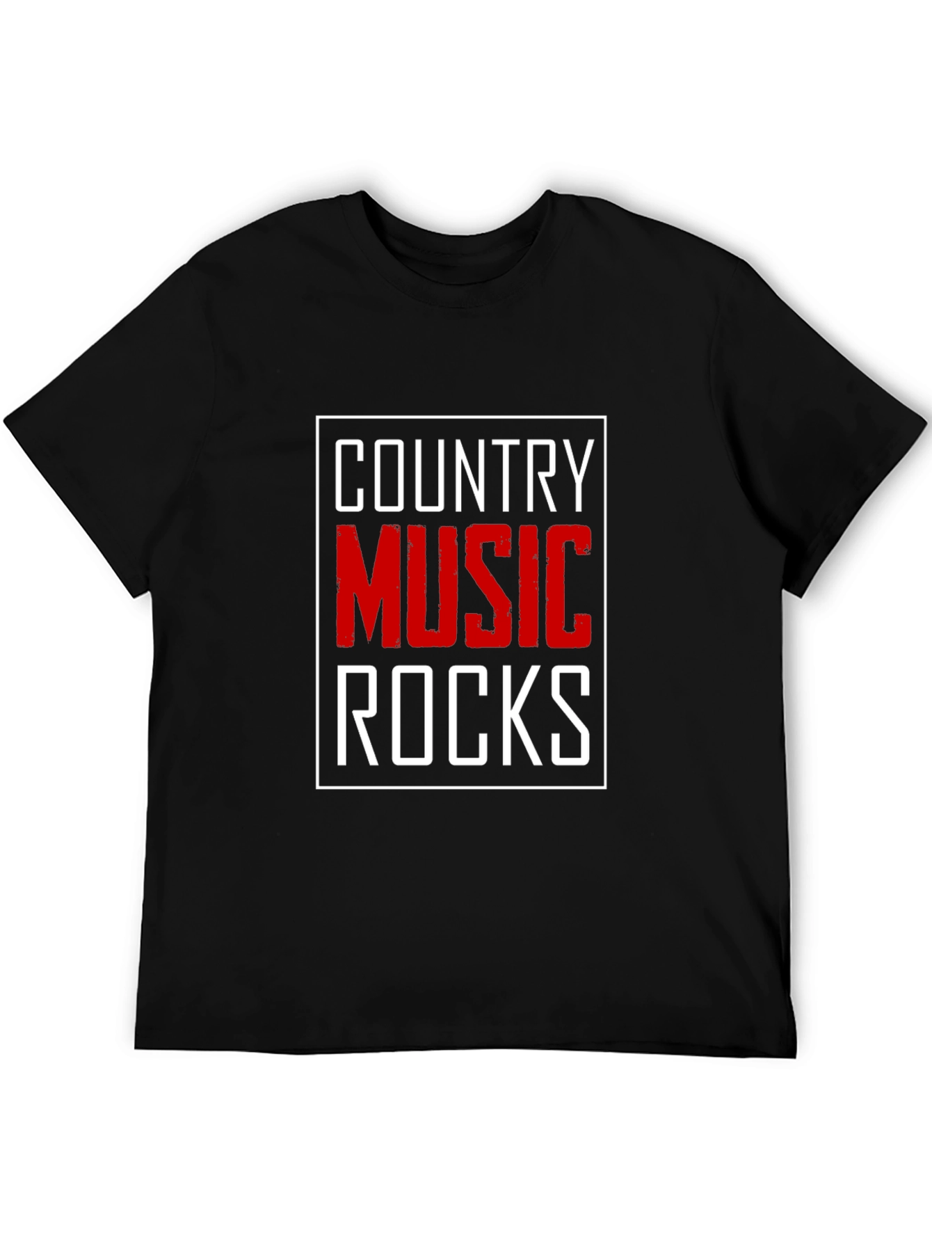 Country Music Rocks T-Shirt Black Cotton Tee