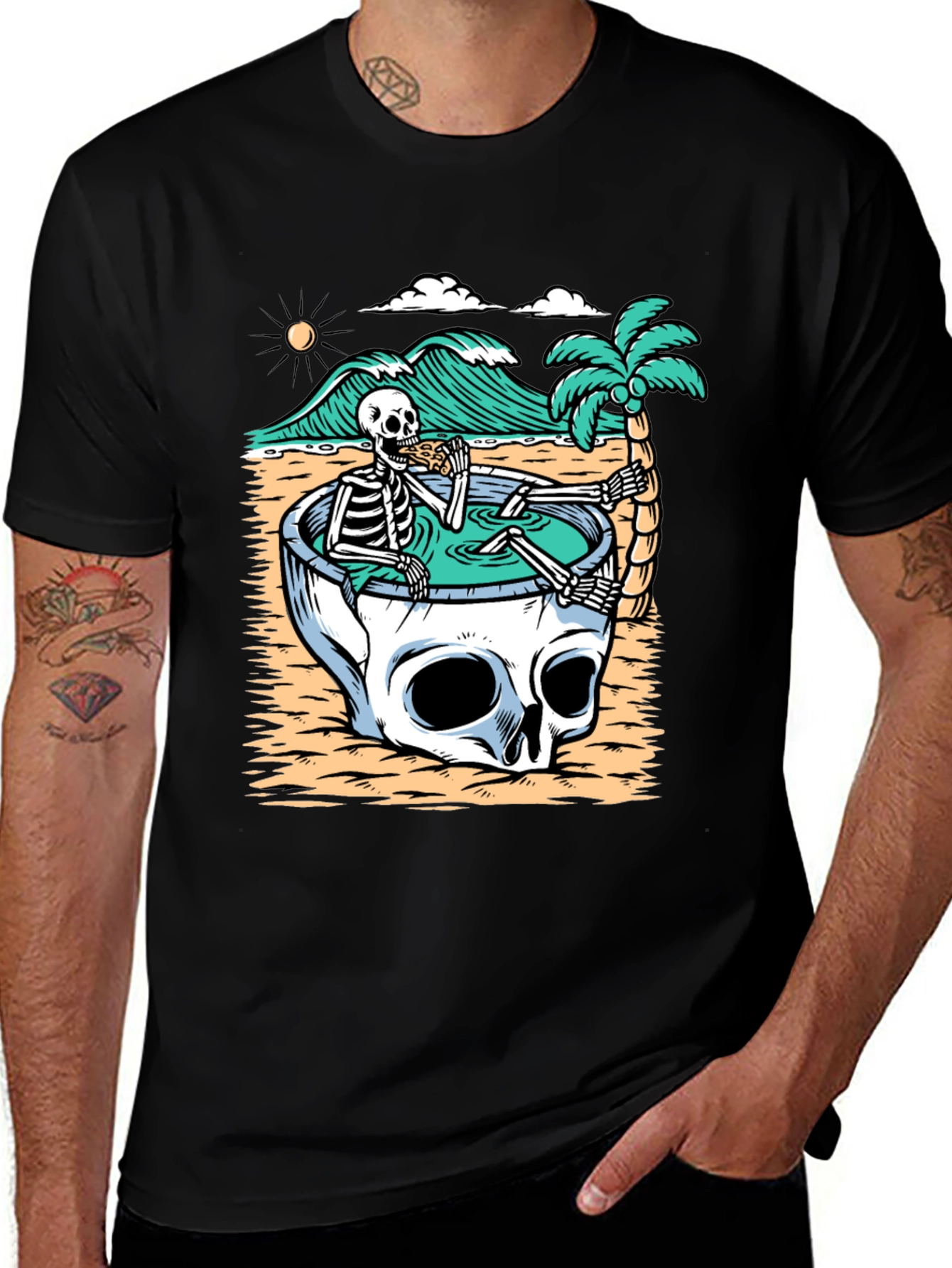 Skull Pool T-Shirt - Relaxed Skeleton Graphic Tee