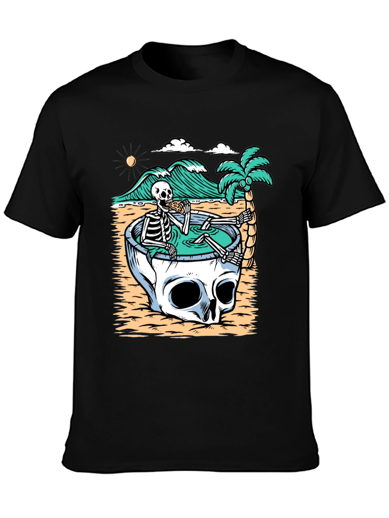 Skull Pool T-Shirt - Relaxed Skeleton Graphic Tee