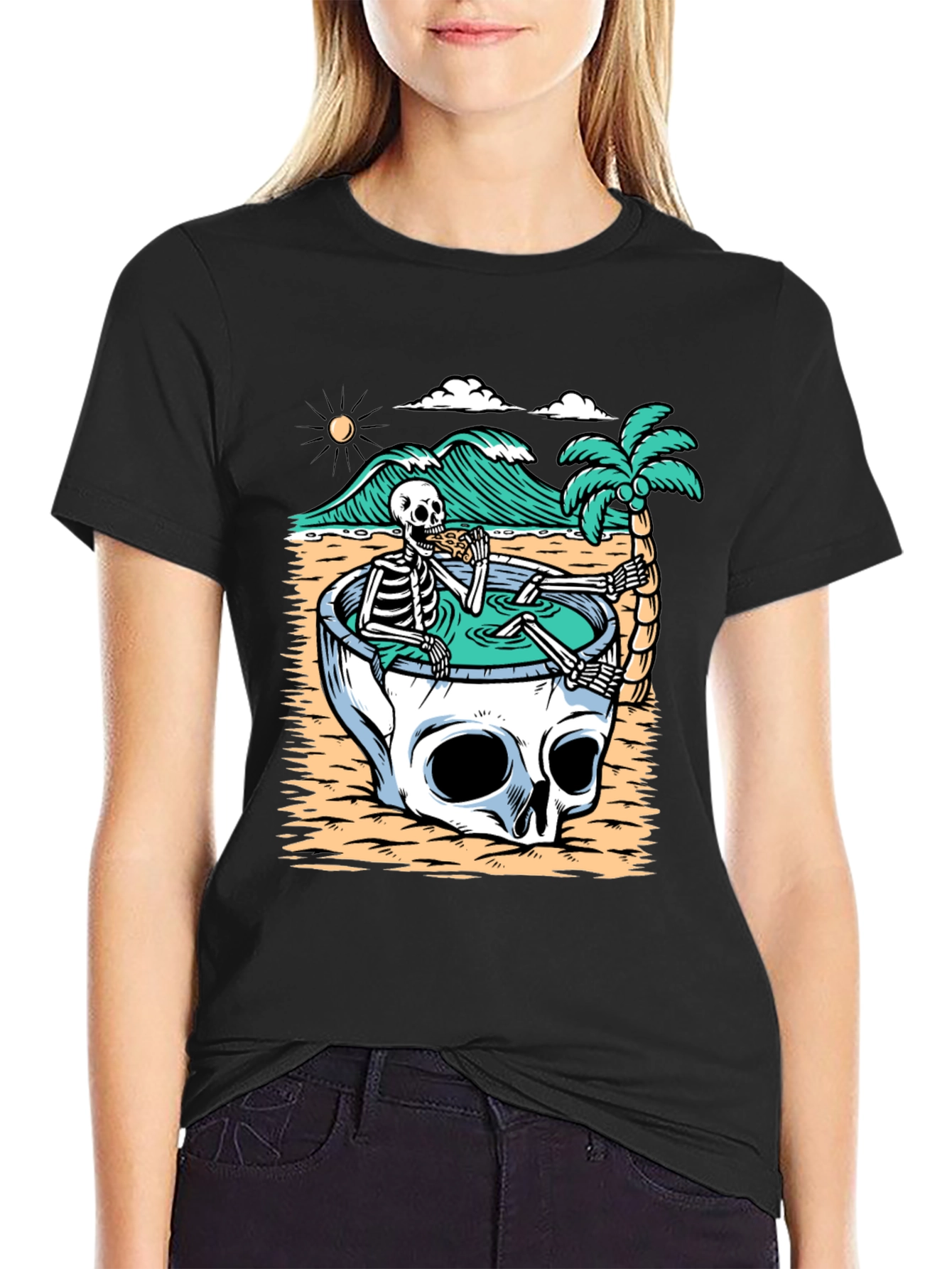 Skull Pool T-Shirt - Relaxed Skeleton Graphic Tee