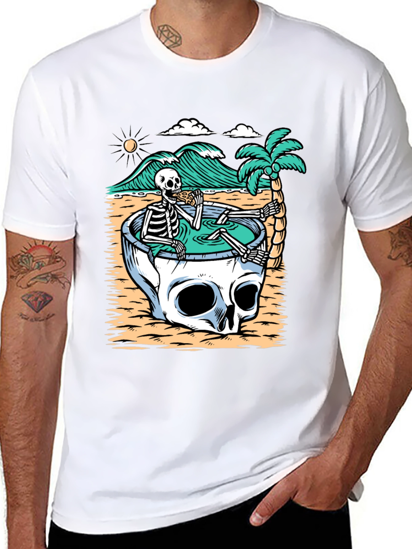 Skull Pool T-Shirt - Relaxed Skeleton Graphic Tee