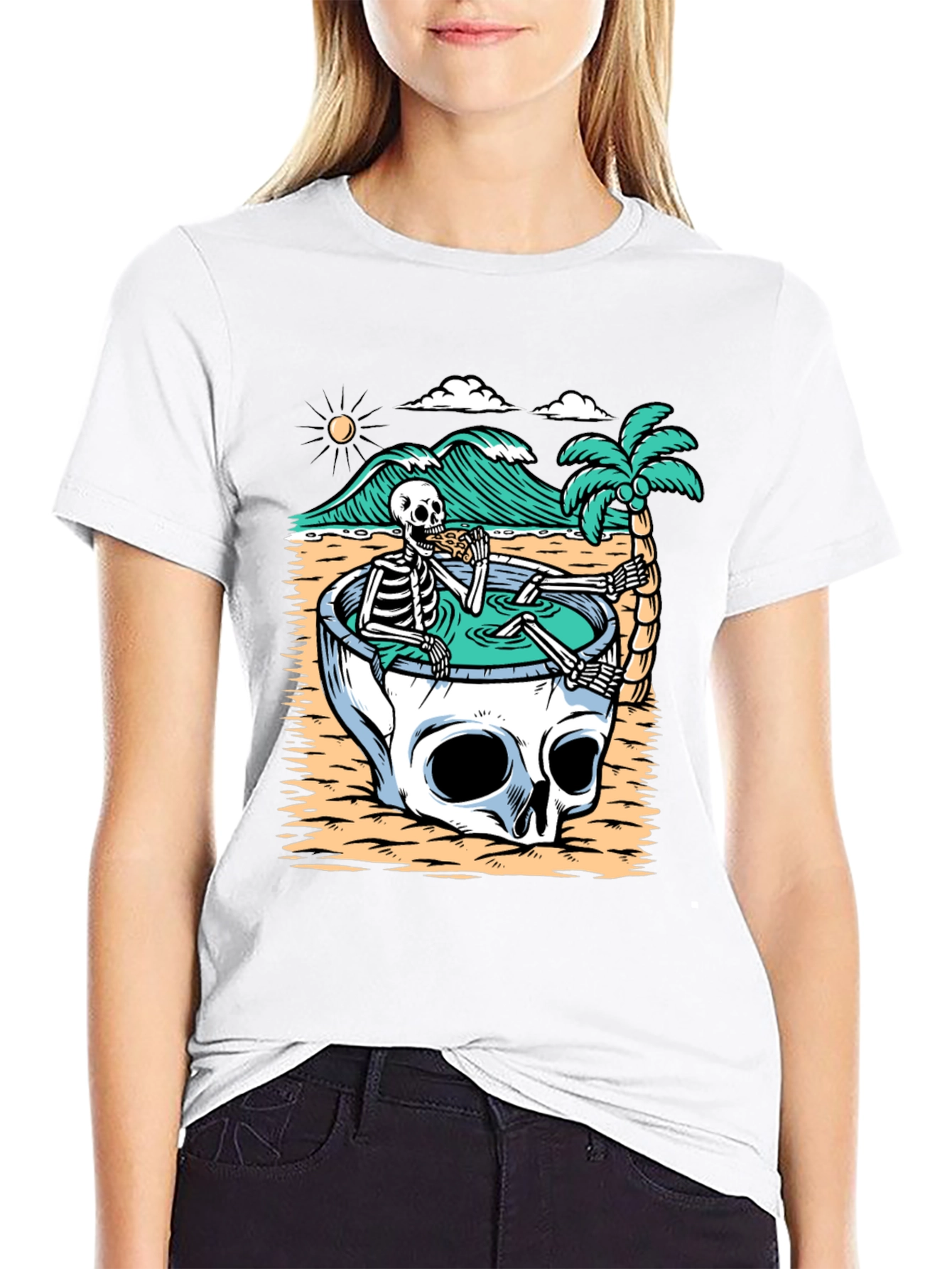 Skull Pool T-Shirt - Relaxed Skeleton Graphic Tee