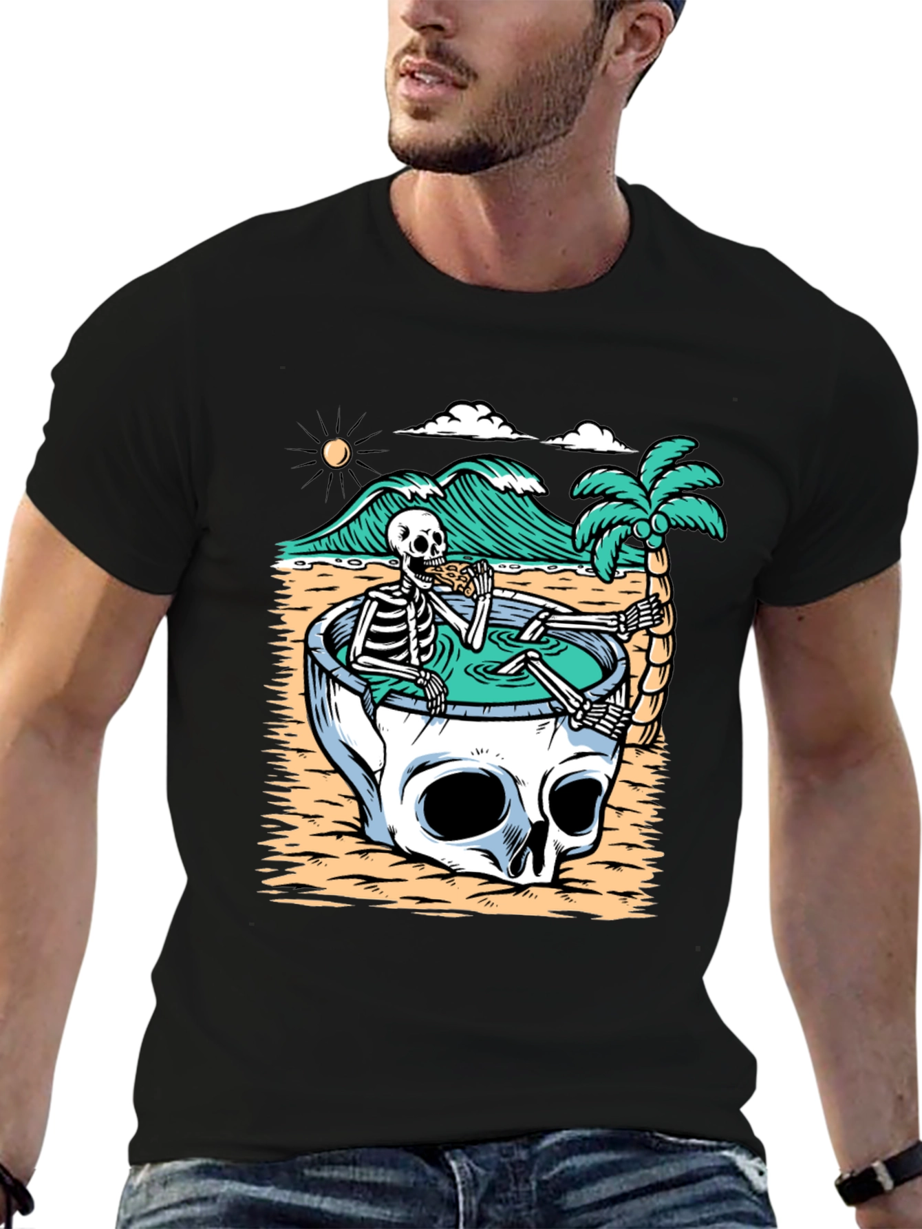 Skull Pool T-Shirt - Relaxed Skeleton Graphic Tee