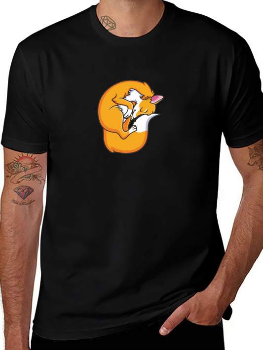 Sleeping Fox Graphic T-Shirt - Black Unisex