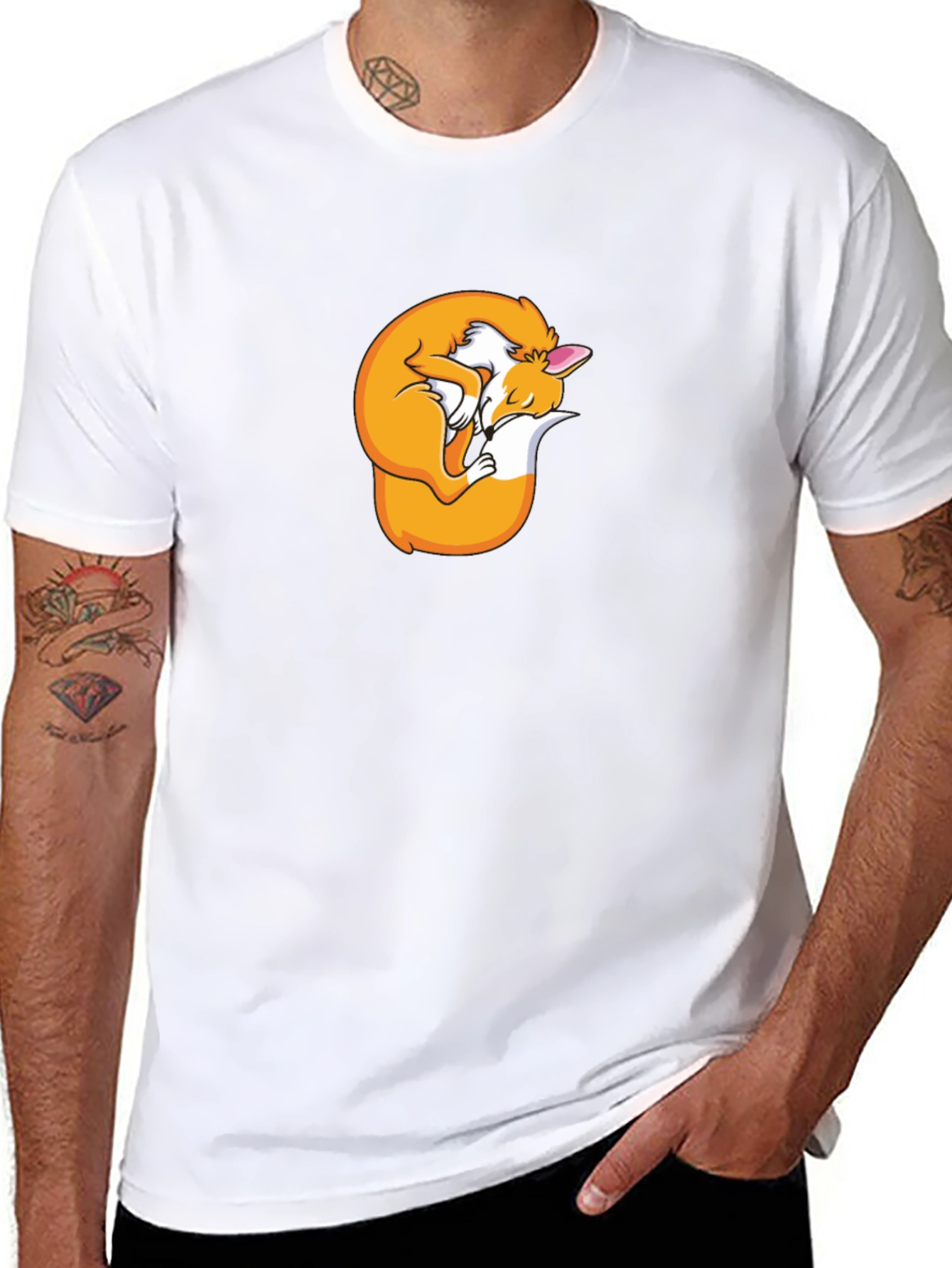 Sleeping Fox Graphic T-Shirt - Black Unisex