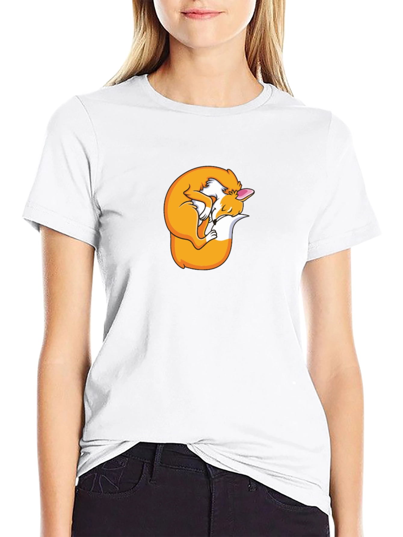 Sleeping Fox Graphic T-Shirt - Black Unisex
