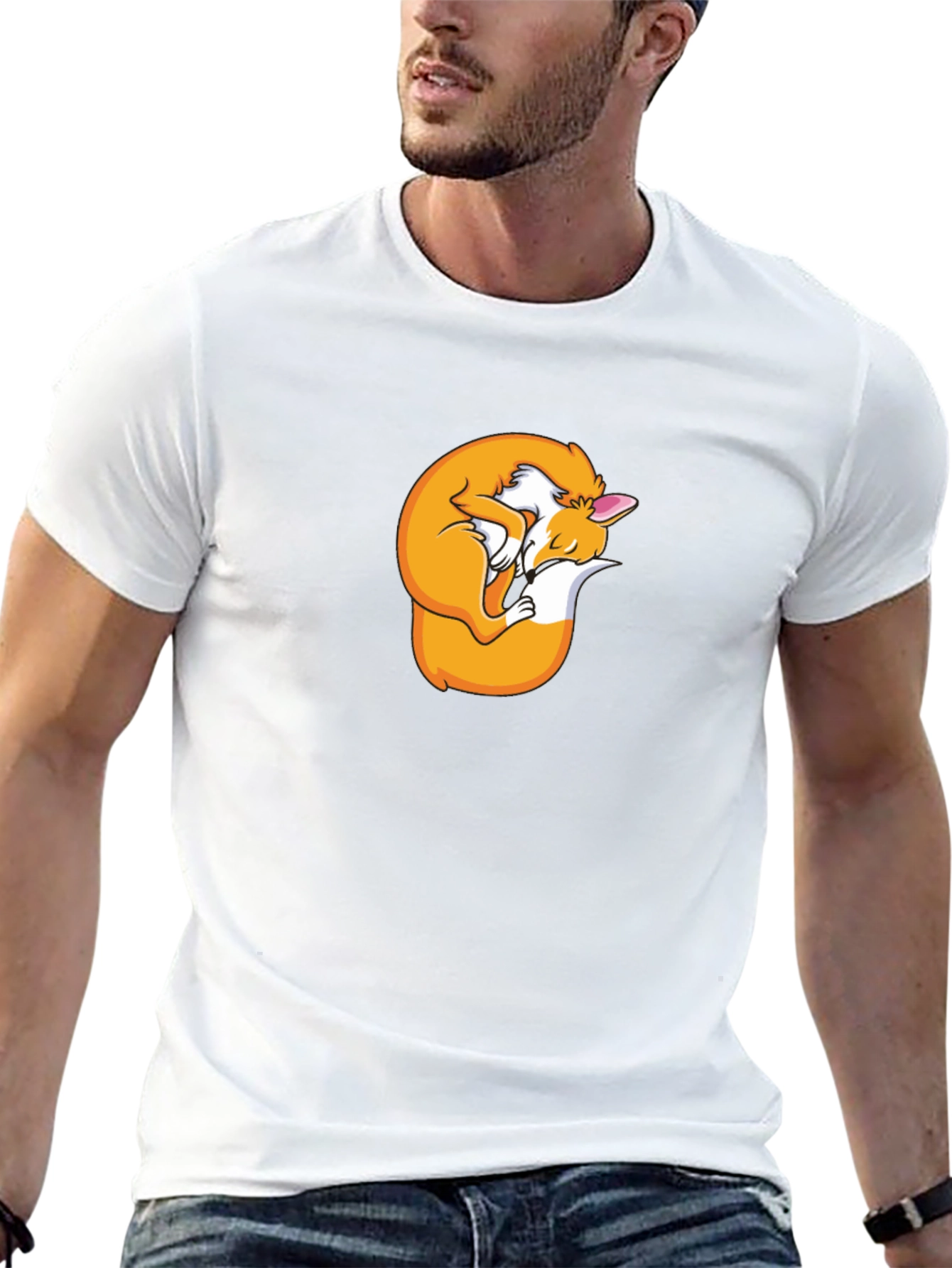 Sleeping Fox Graphic T-Shirt - Black Unisex