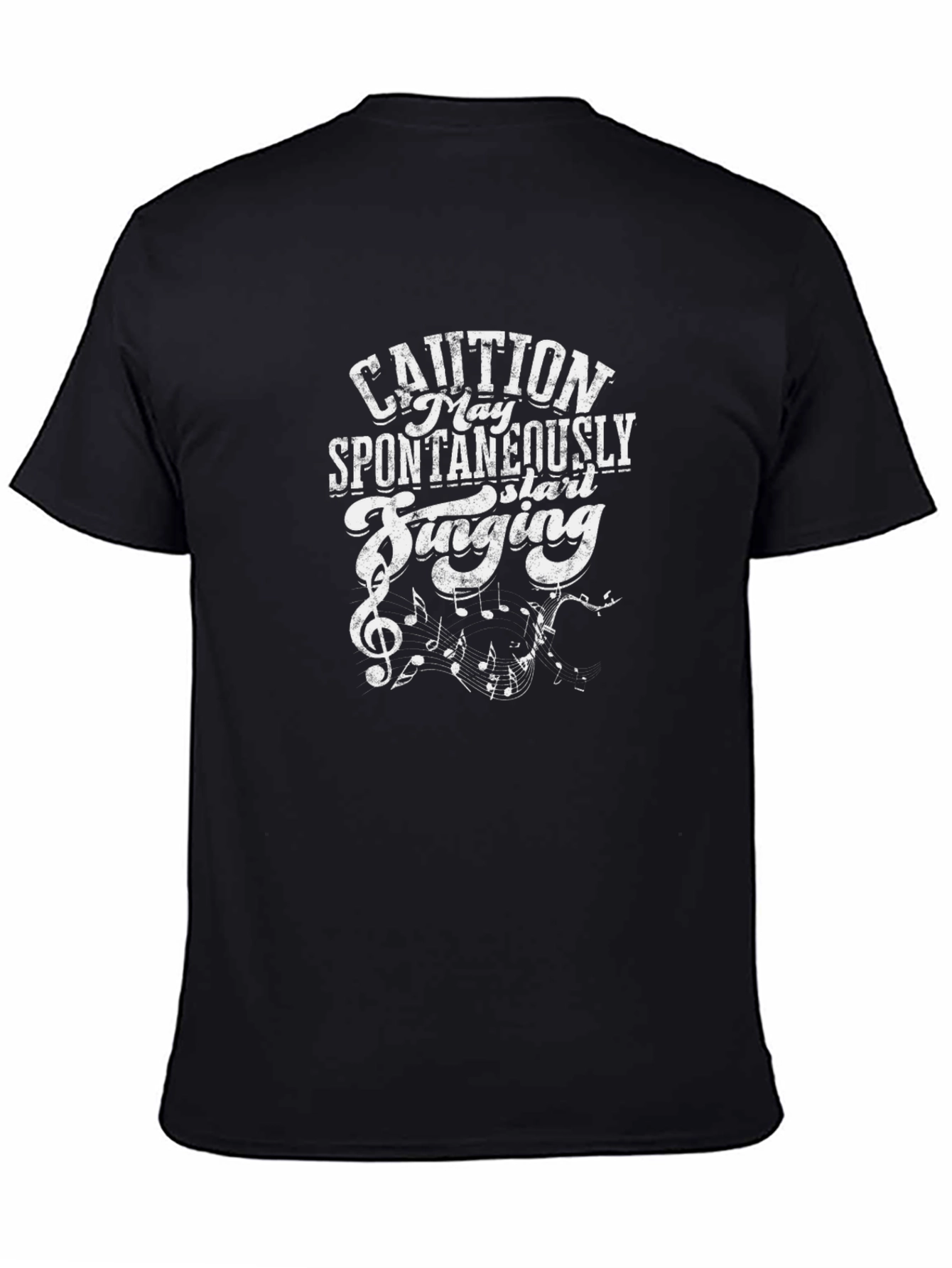 Caution Spontaneously Singing Graphic Tee - Black