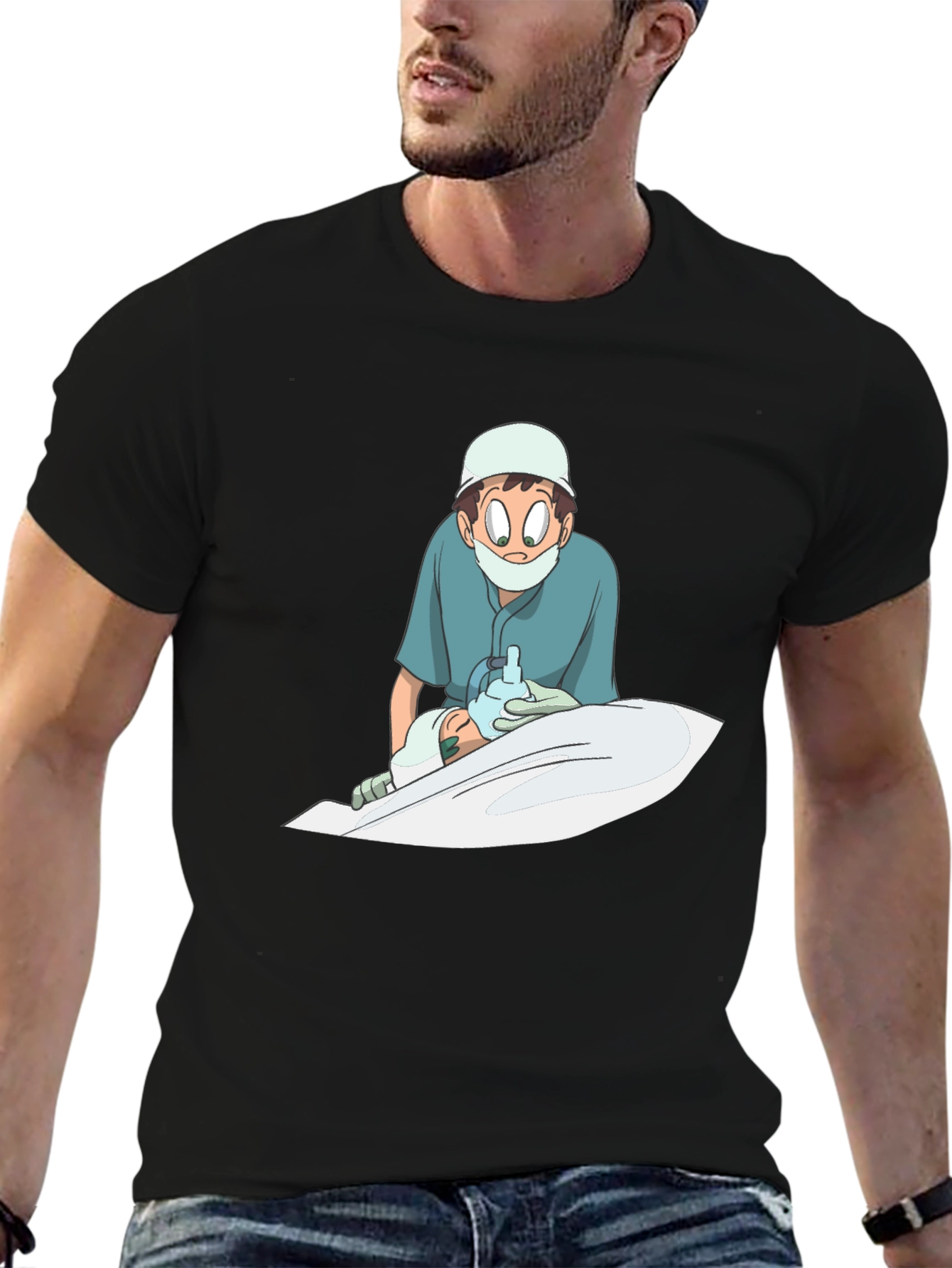 Anime Doctor Graphic Black T-Shirt