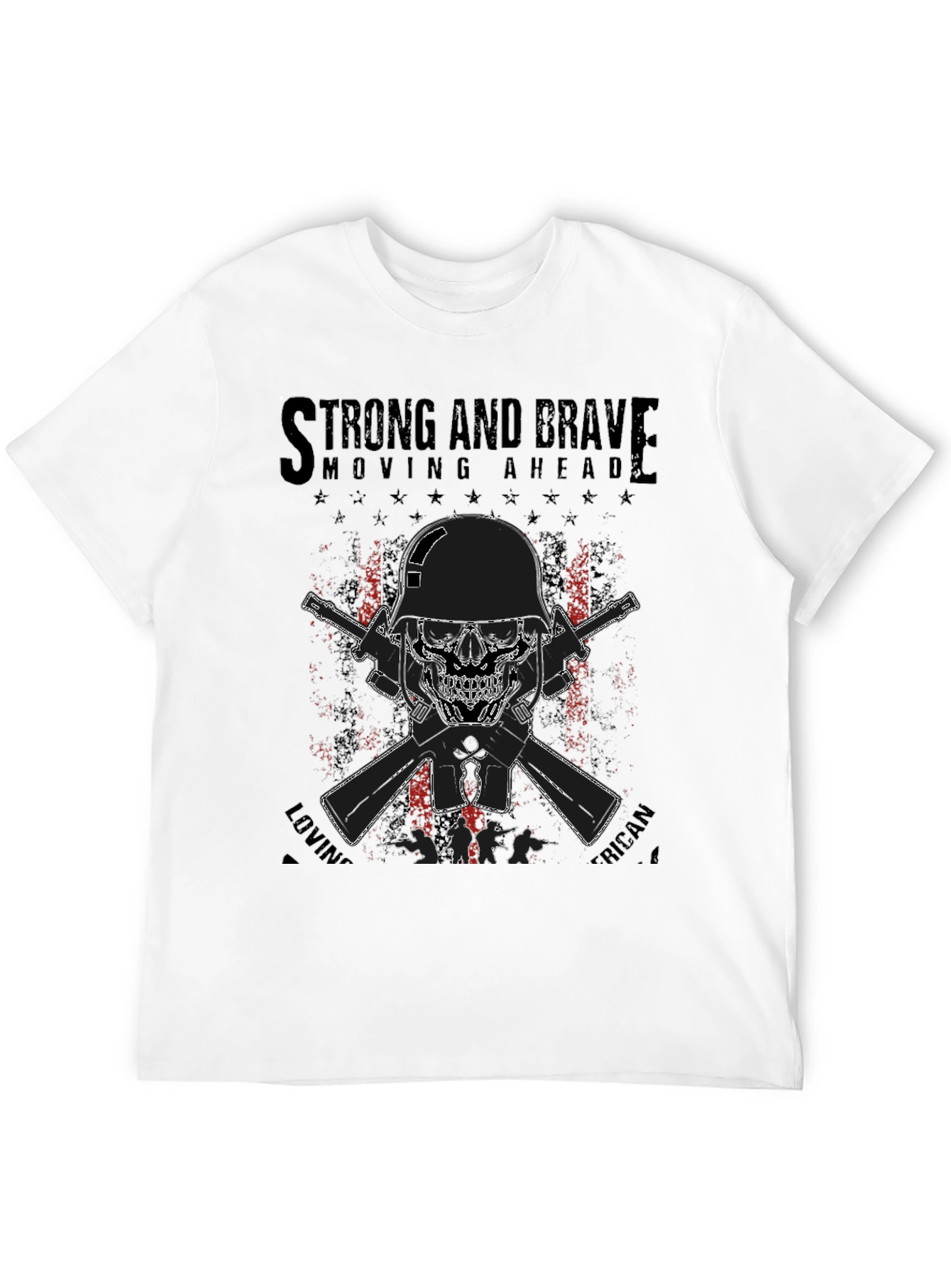 Strong & Brave Patriotic Skull T-Shirt