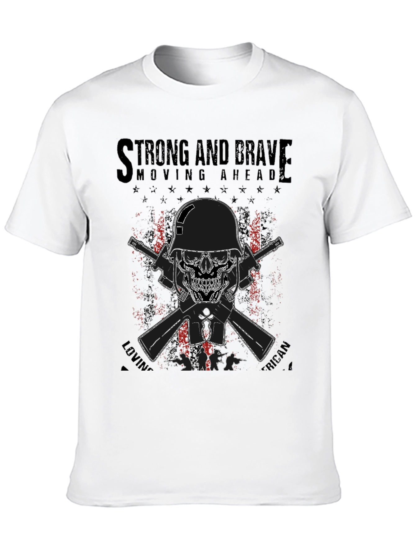 Strong & Brave Patriotic Skull T-Shirt