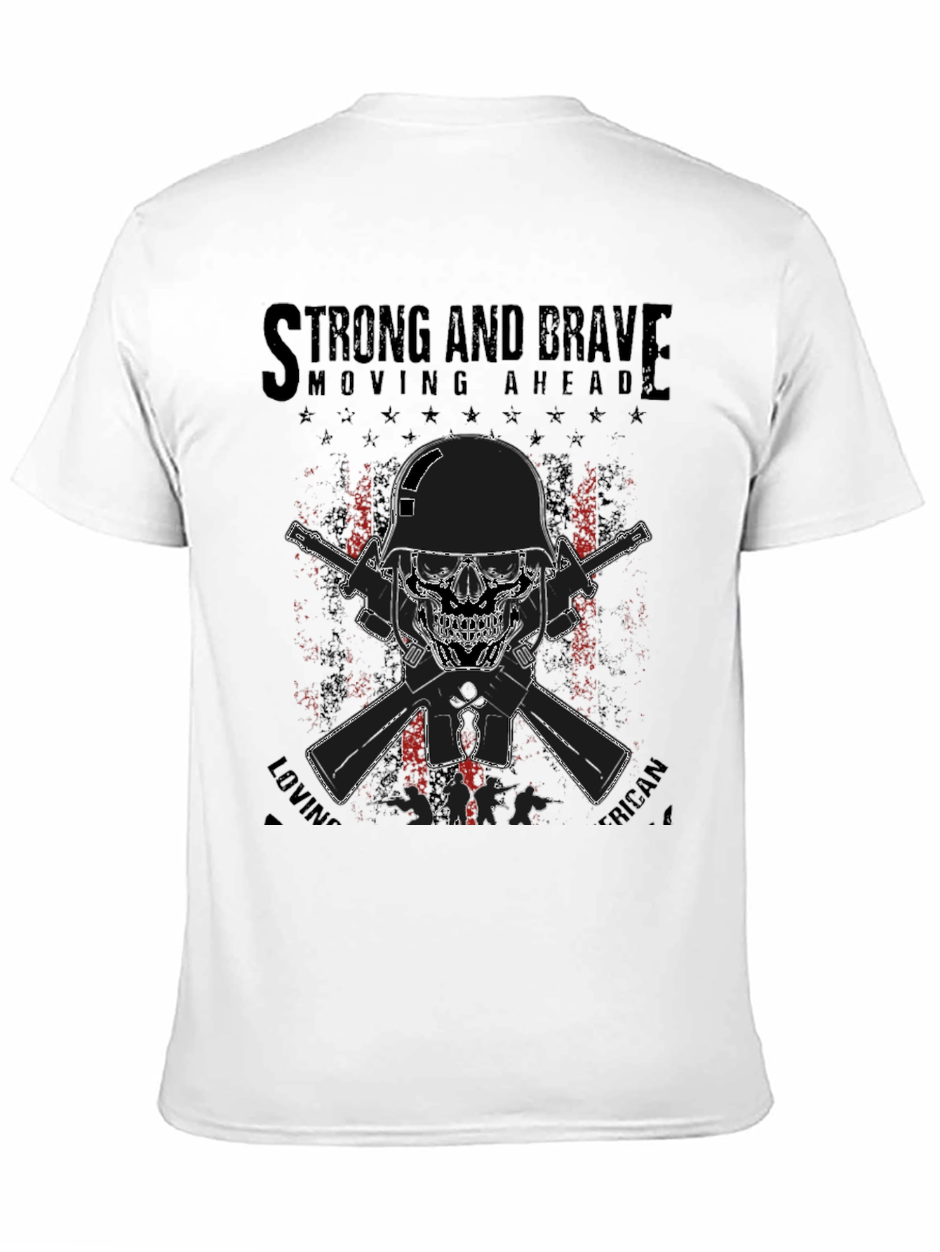Strong & Brave Patriotic Skull T-Shirt
