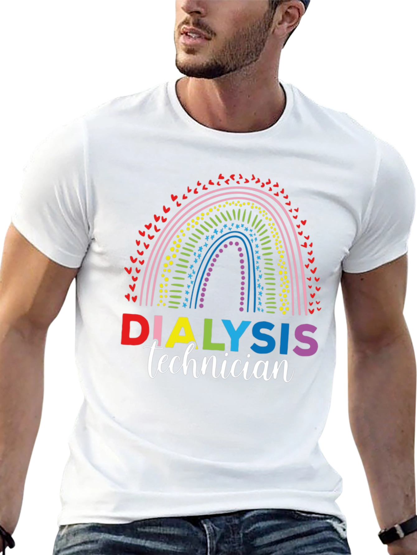 Dialysis Technician Rainbow Graphic Tee