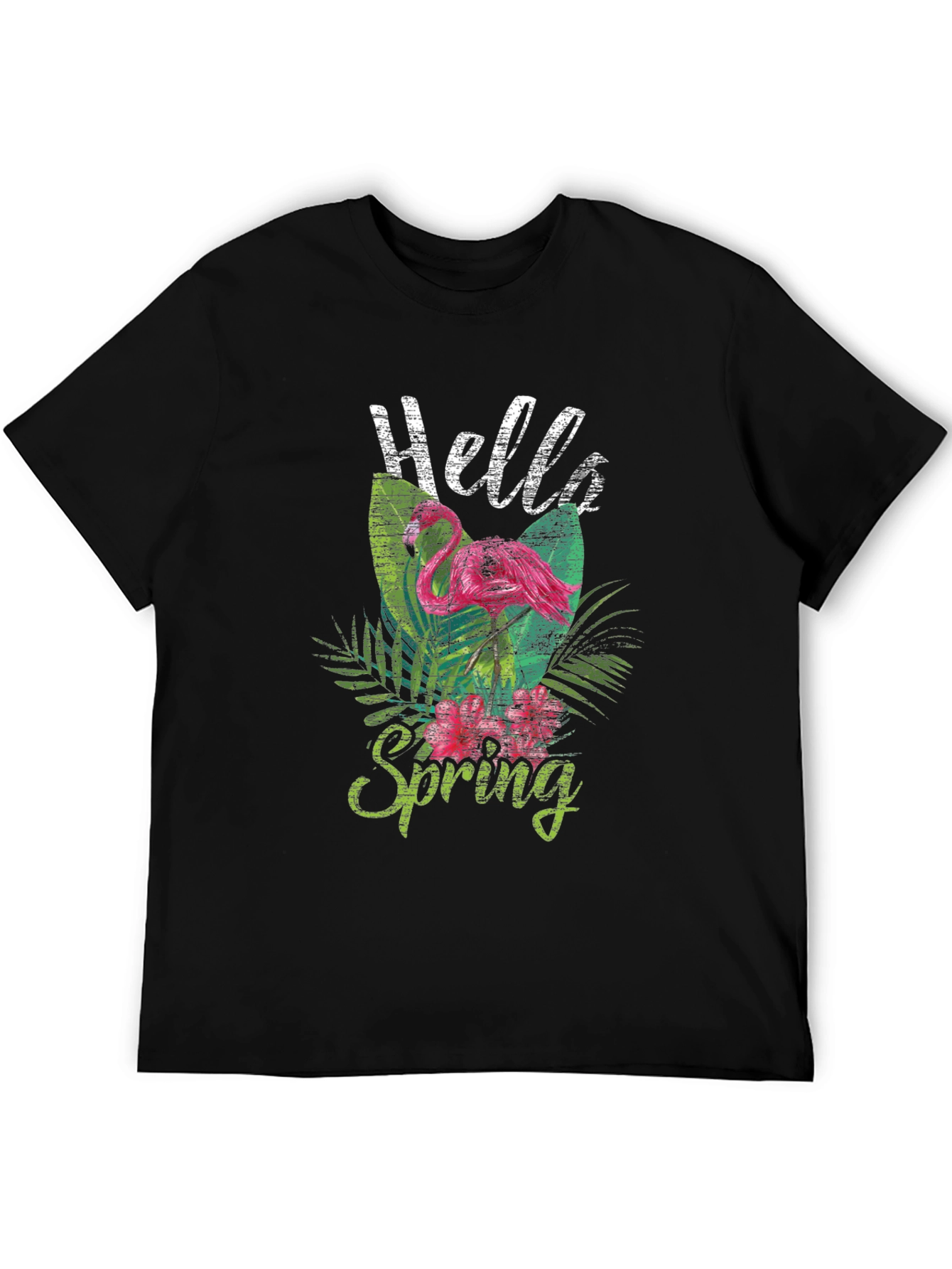 Hello Spring Flamingo Graphic Tee - Trendy Casual Top