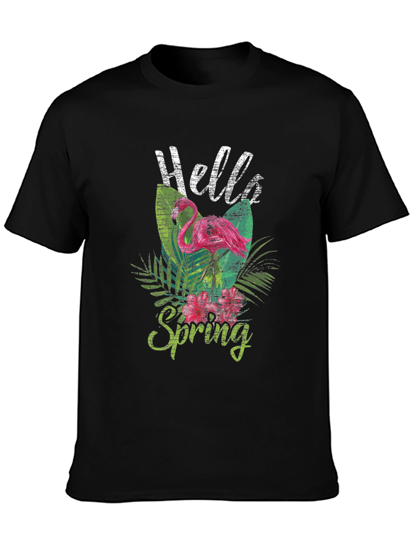 Hello Spring Flamingo Graphic Tee - Trendy Casual Top