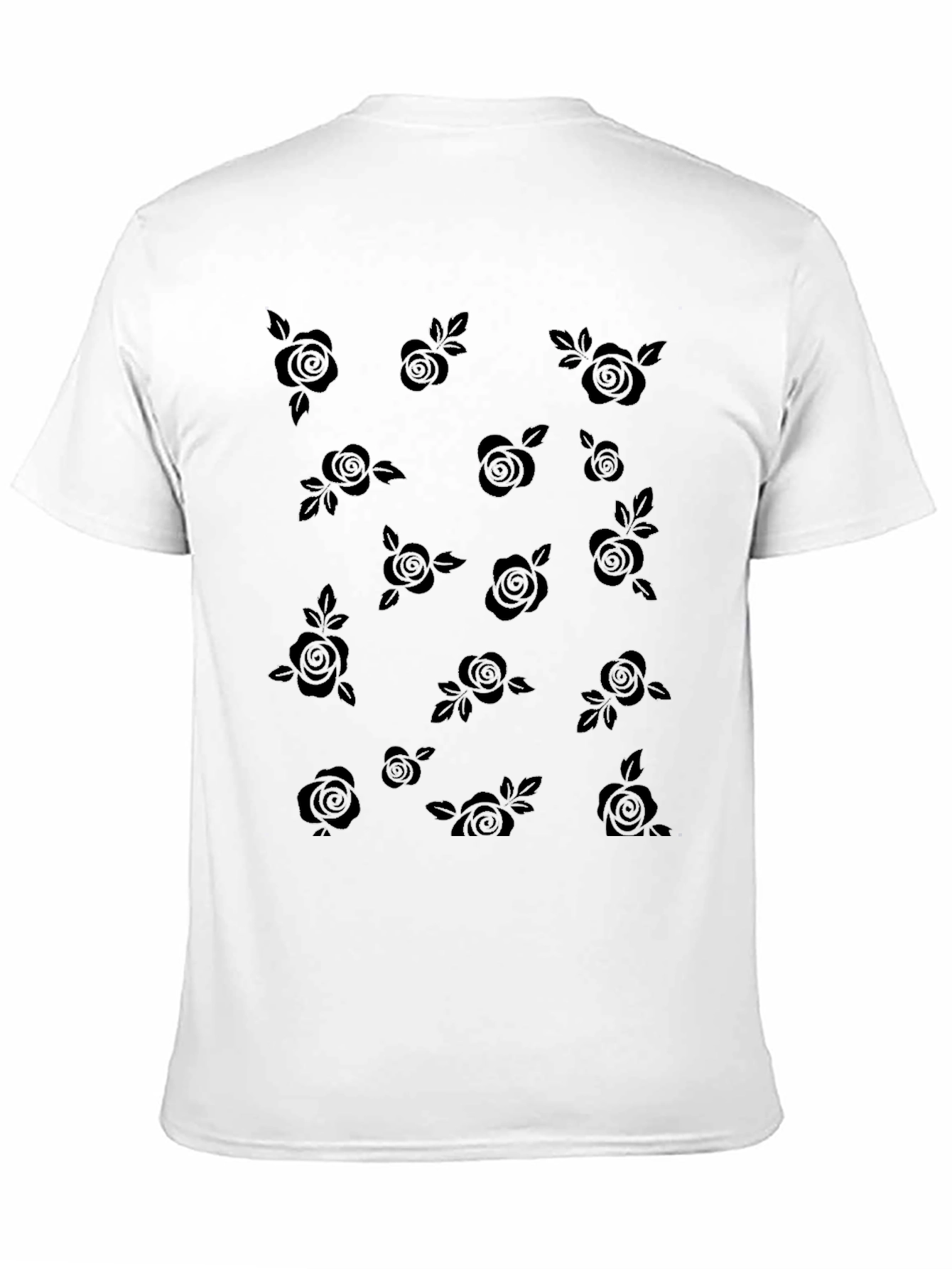 Black Roses Patterned Black T-Shirt