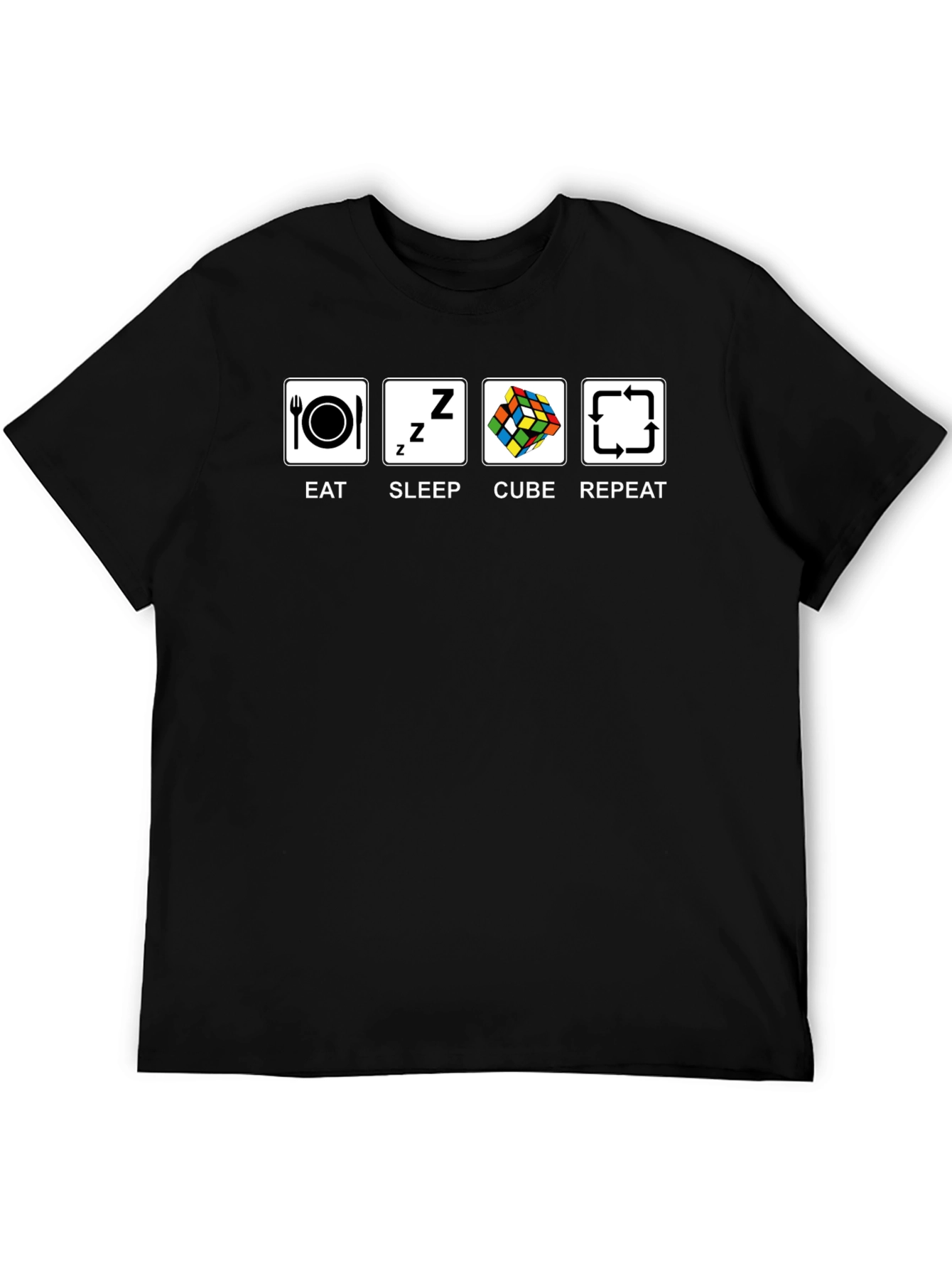 Eat Sleep Cube Repeat Black T-Shirt