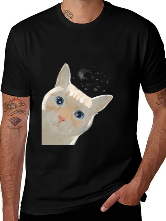 Peeking Cat Graphic T-Shirt - Unique Art Tee