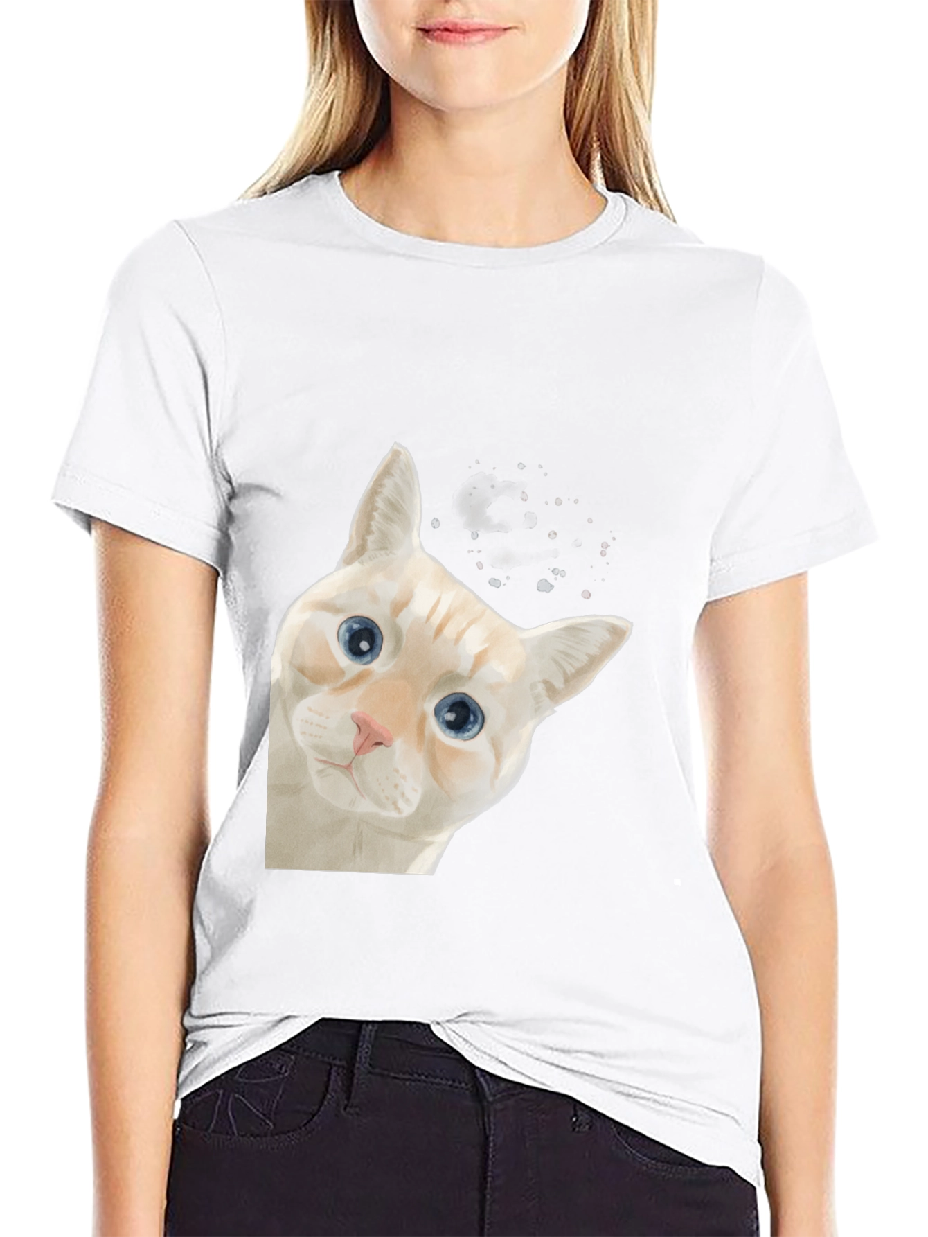 Peeking Cat Graphic T-Shirt - Unique Art Tee