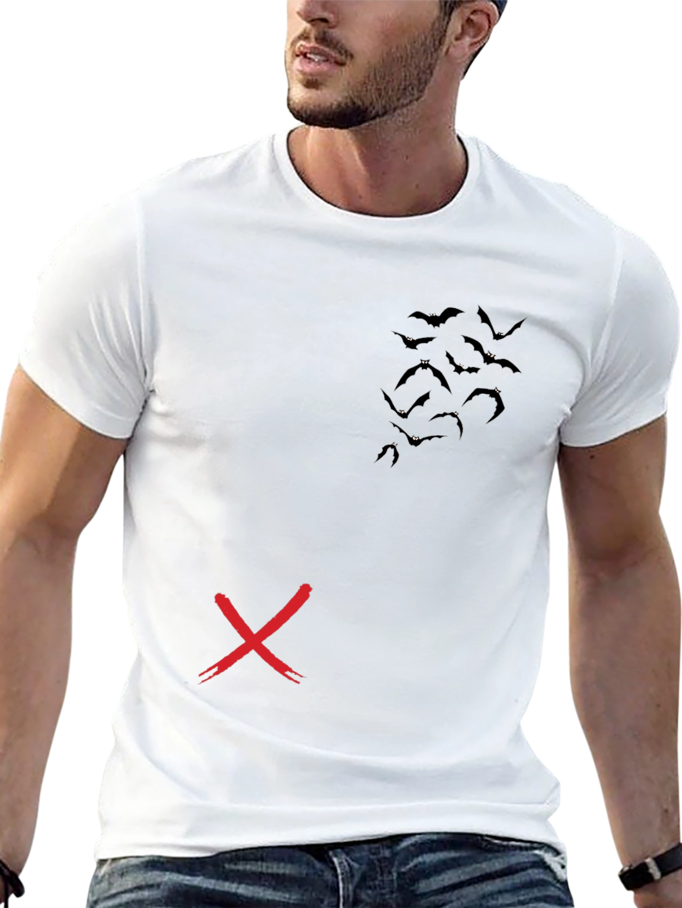 Bat Silhouette Graphic Tee - Mens Black T-Shirt