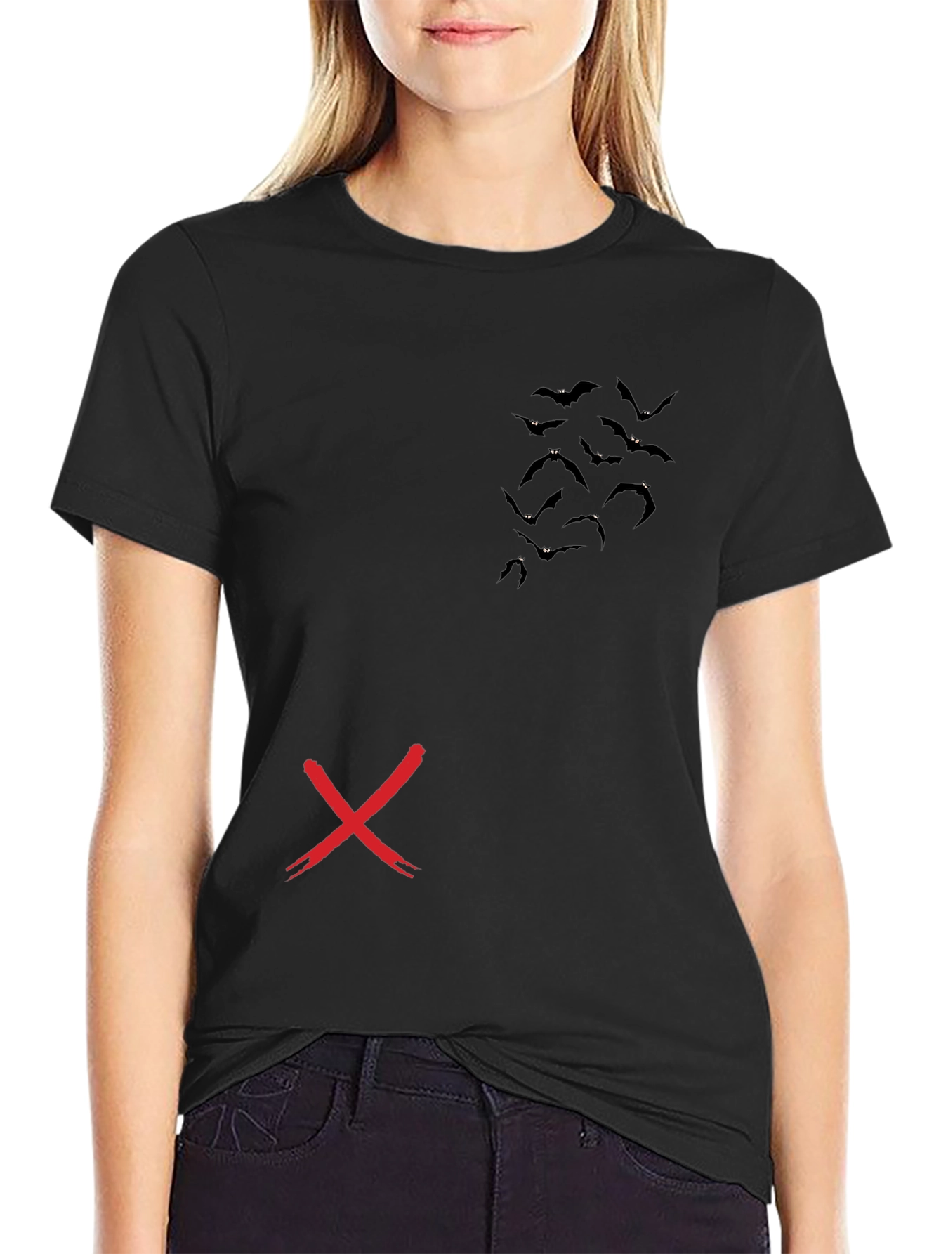 Bat Silhouette Graphic Tee - Mens Black T-Shirt