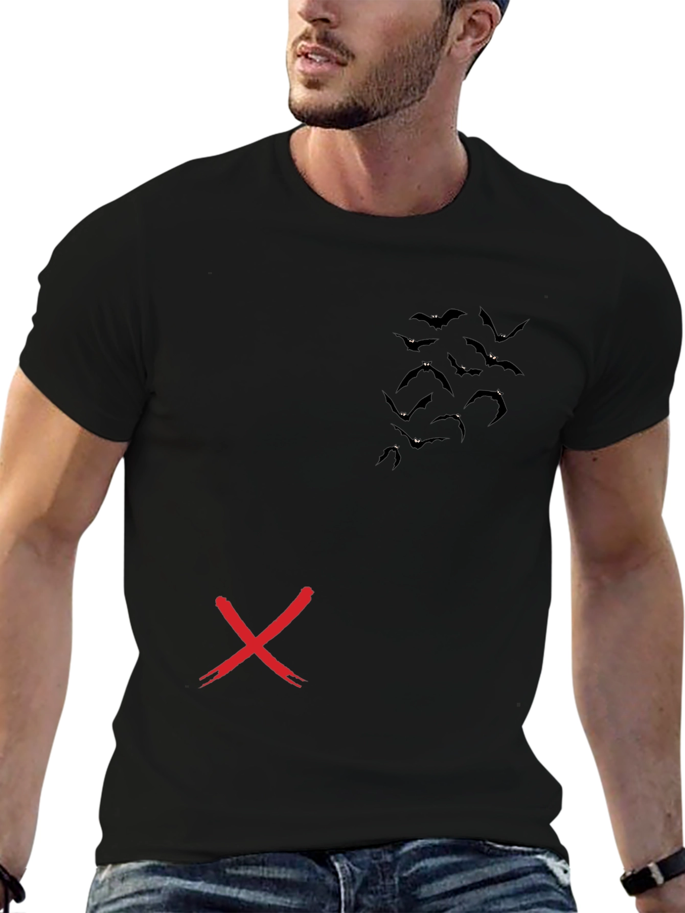 Bat Silhouette Graphic Tee - Mens Black T-Shirt
