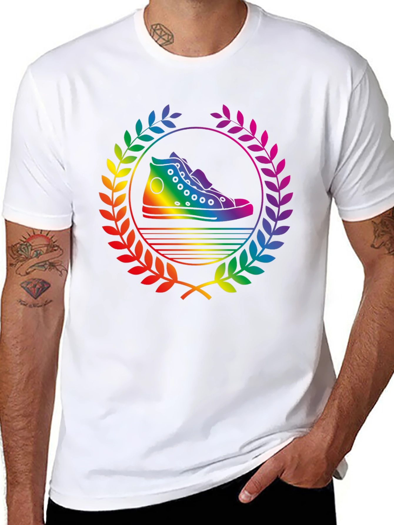 Rainbow Sneaker Laurel Wreath Black T-Shirt