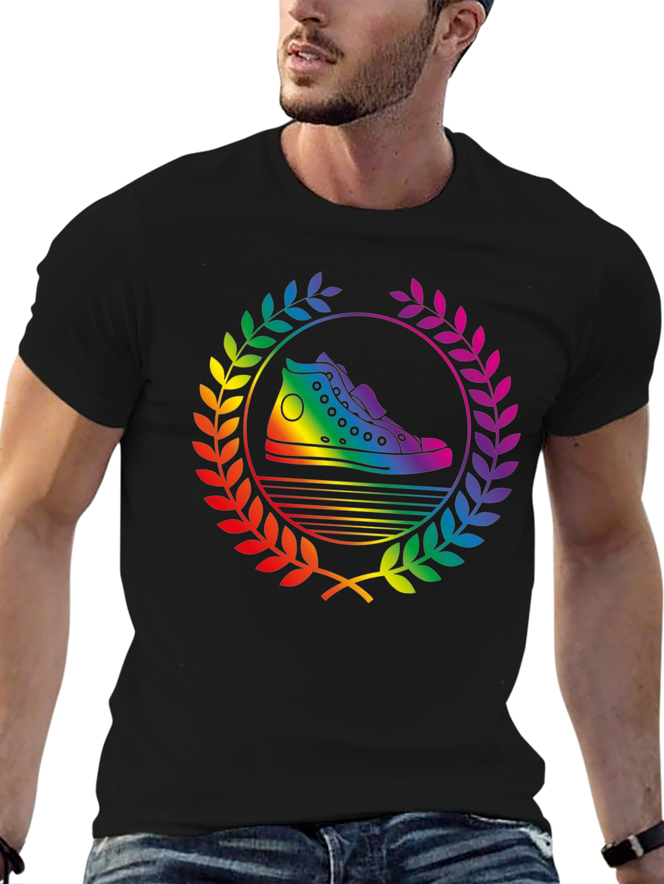 Rainbow Sneaker Laurel Wreath Black T-Shirt