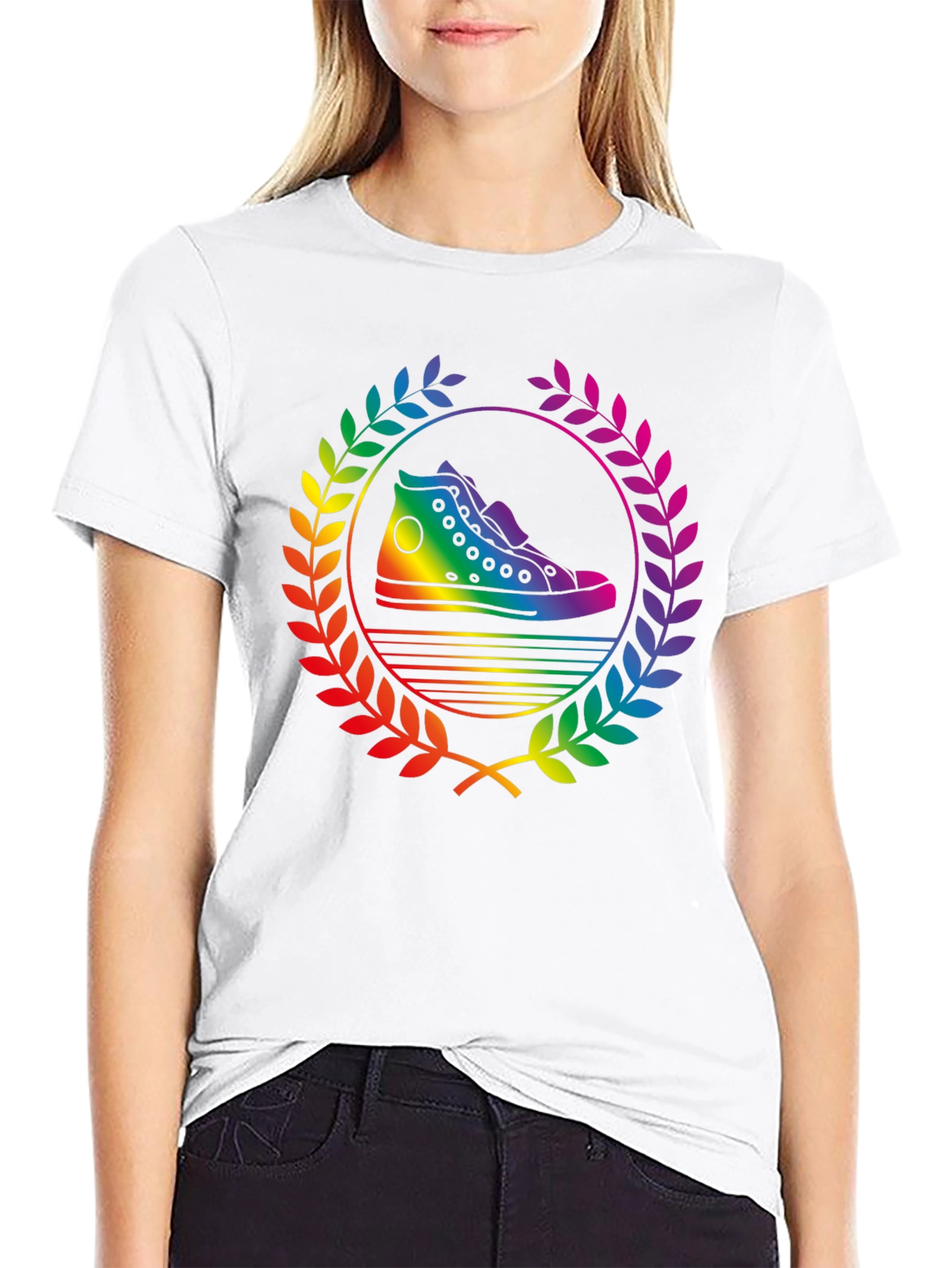 Rainbow Sneaker Laurel Wreath Black T-Shirt