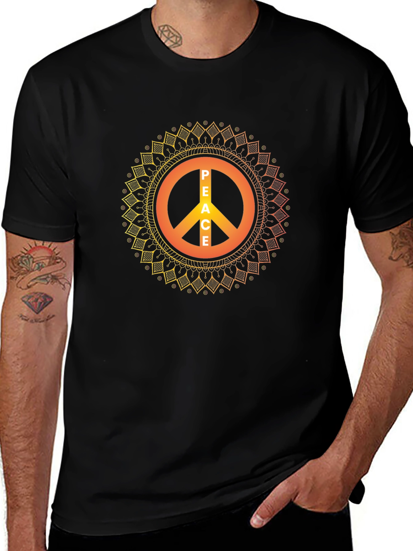 Peace Sign Mandala Graphic T-Shirt