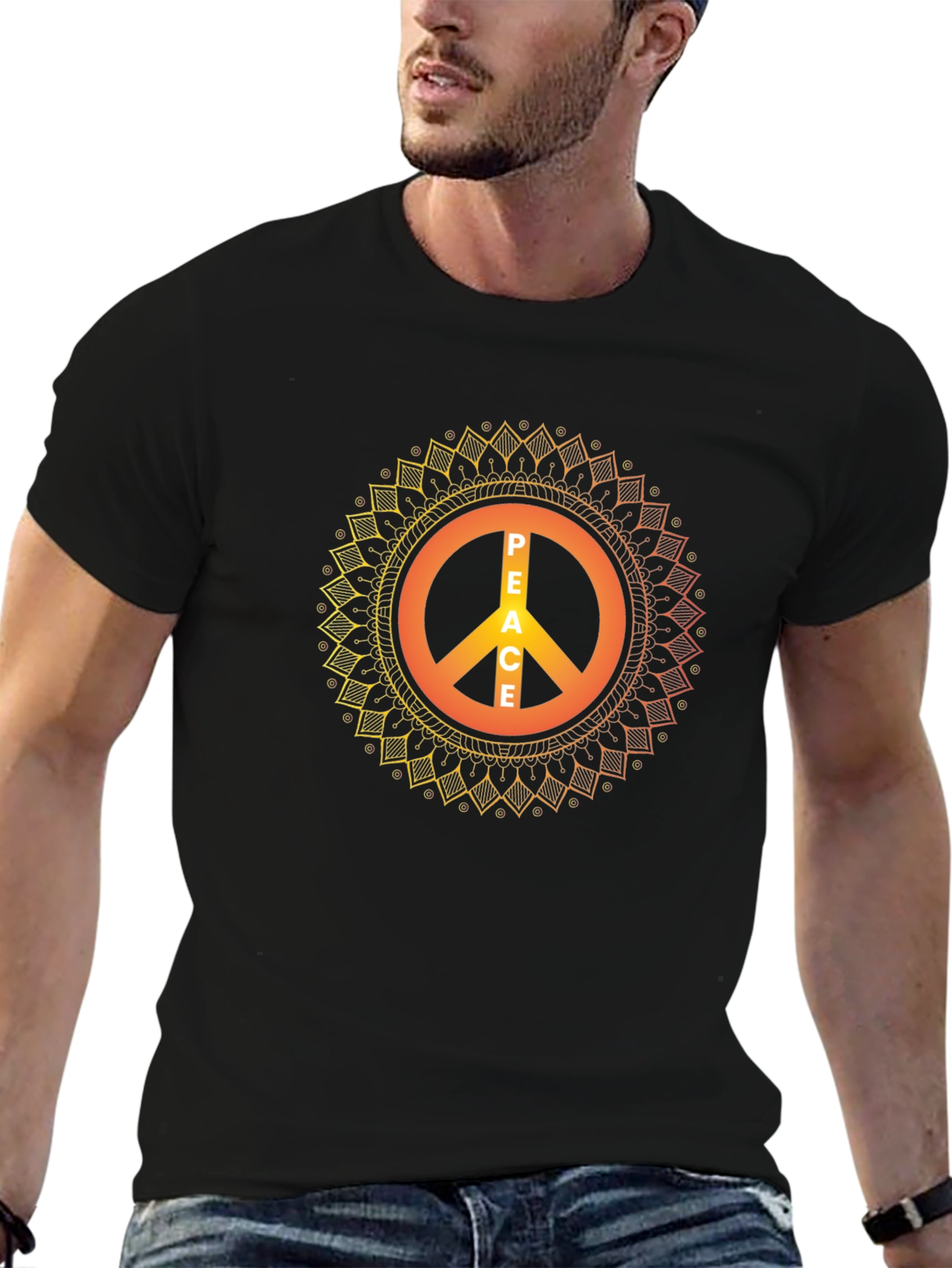 Peace Sign Mandala Graphic T-Shirt