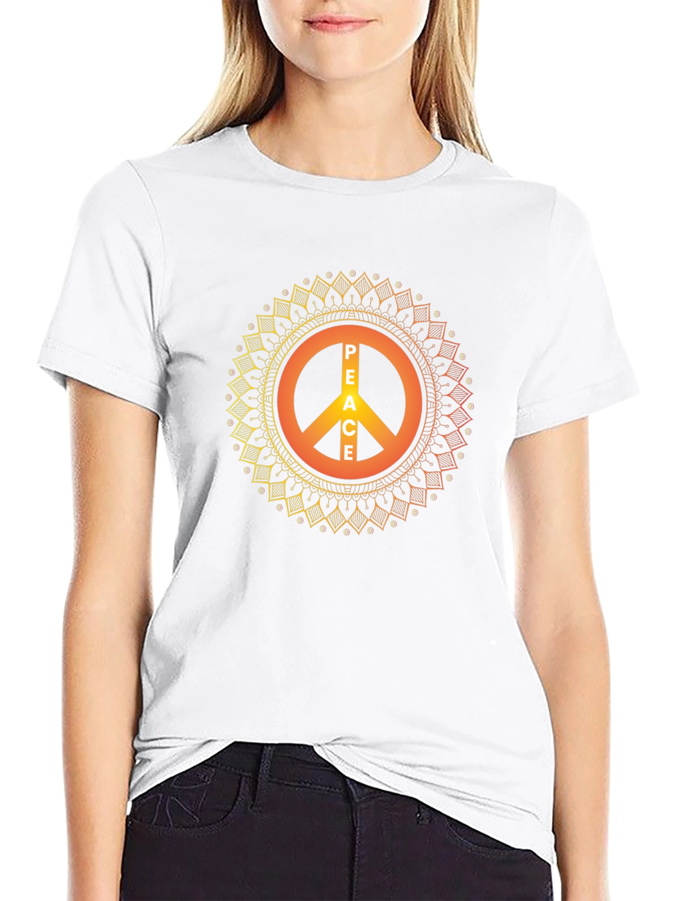Peace Sign Mandala Graphic T-Shirt