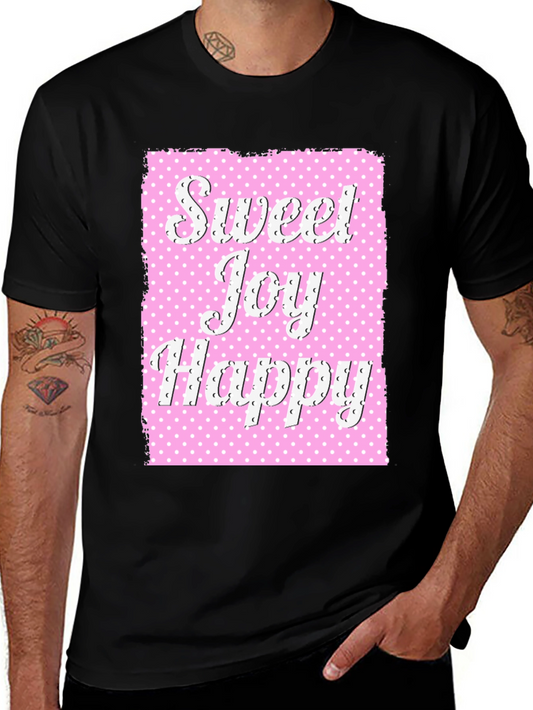 Sweet Joy Happy Graphic Tee - Fun Polka Dot Design