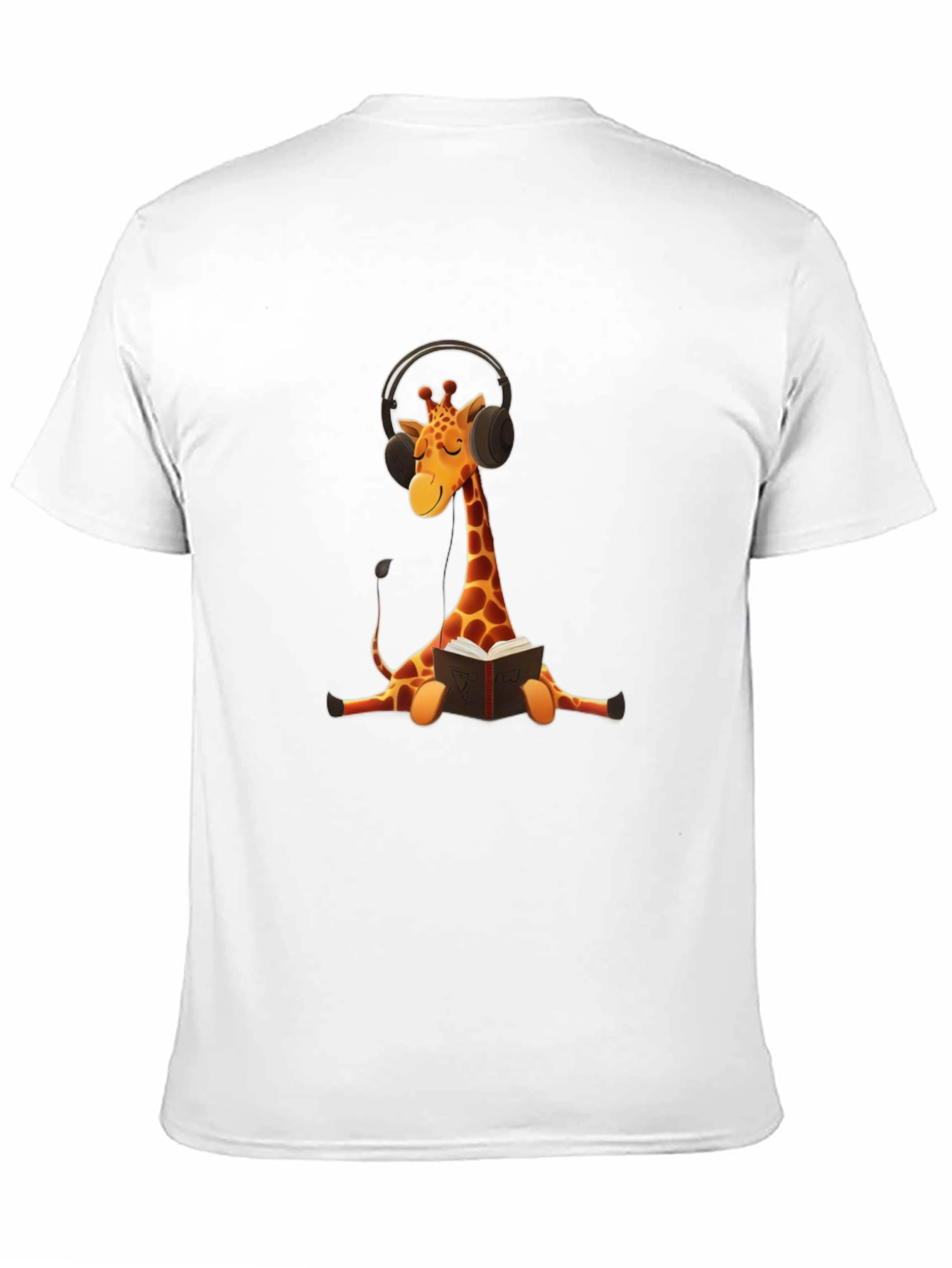 Giraffe Headphone Bookworm Graphic Tee