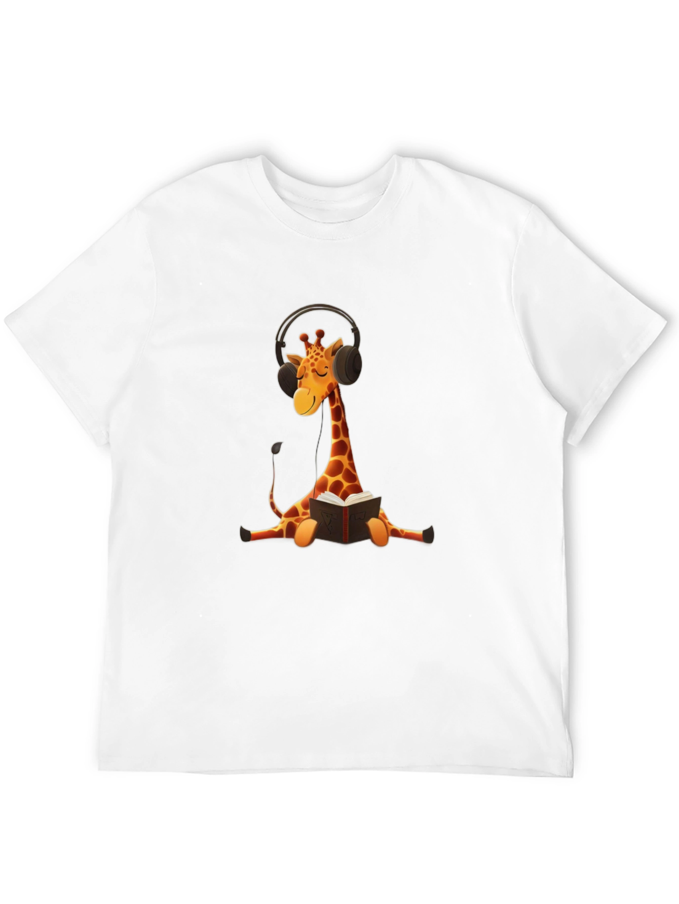 Giraffe Headphone Bookworm Graphic Tee