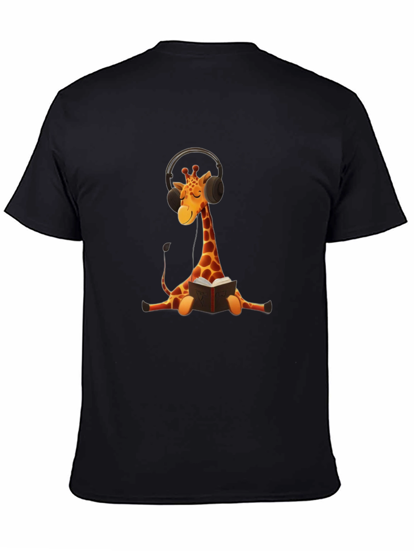 Giraffe Headphone Bookworm Graphic Tee