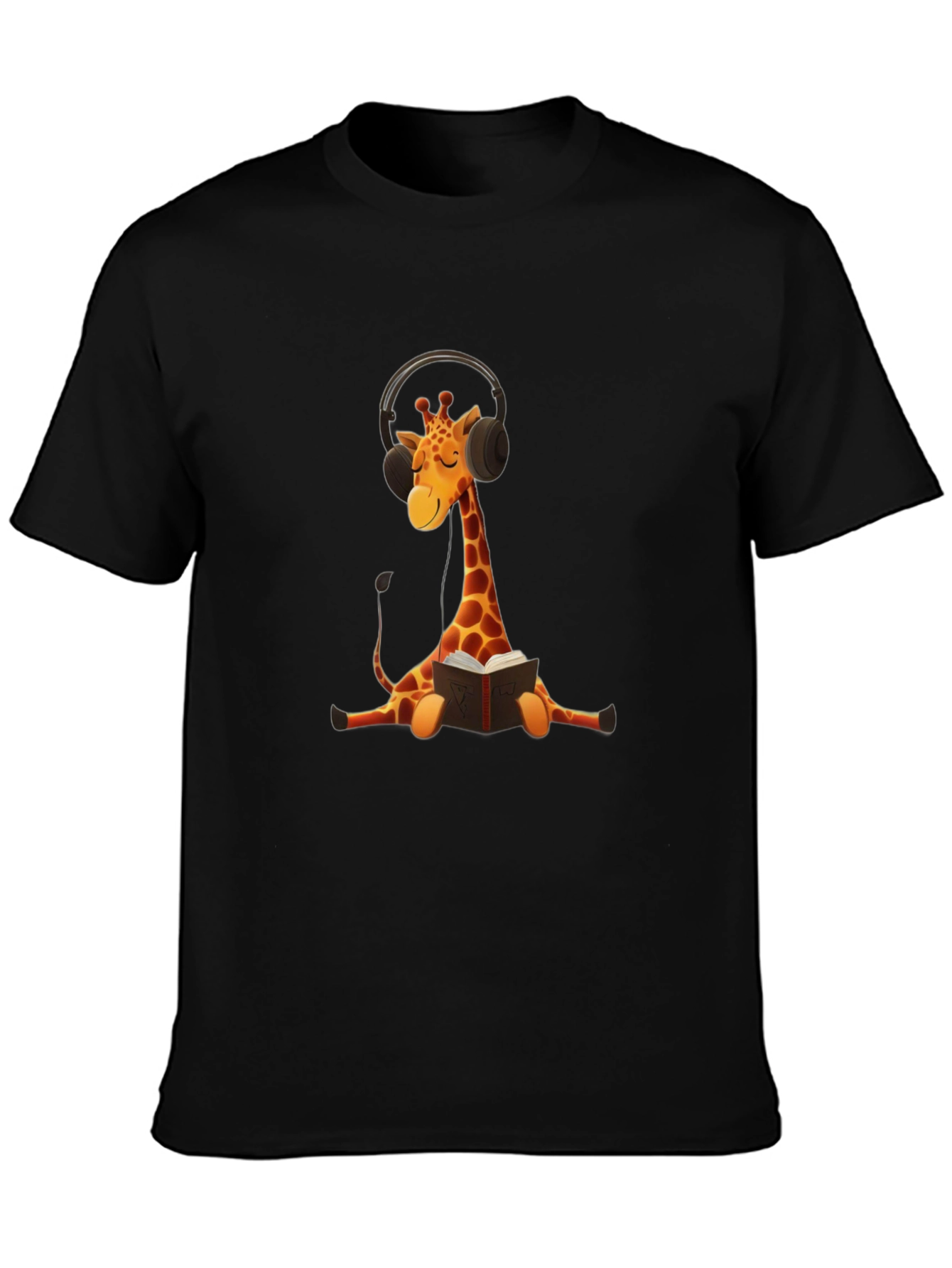 Giraffe Headphone Bookworm Graphic Tee