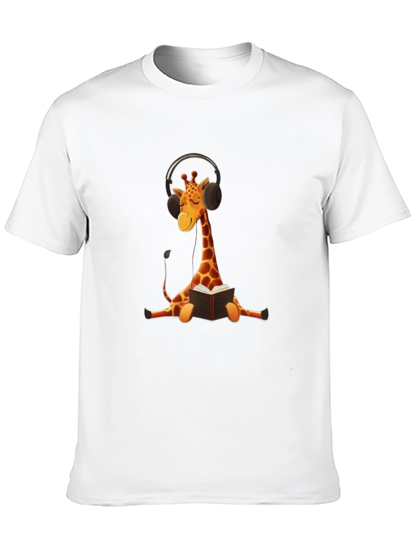 Giraffe Headphone Bookworm Graphic Tee