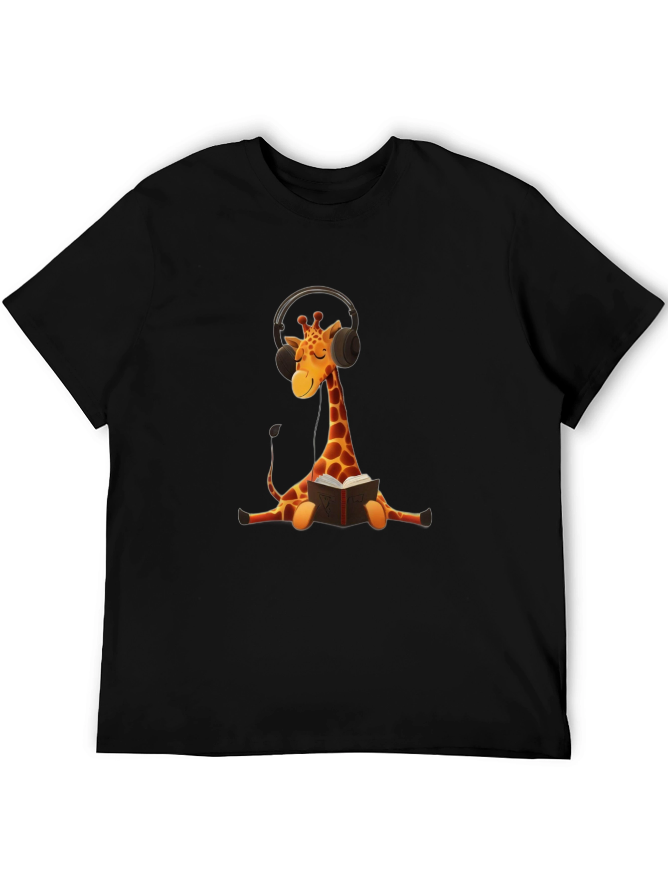 Giraffe Headphone Bookworm Graphic Tee