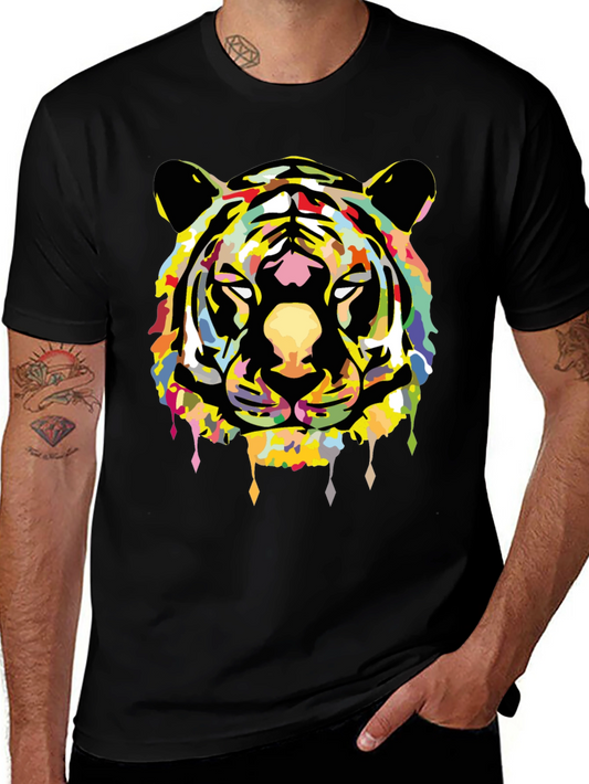 Bold Tiger Graphic Tee - Colorful Animal Print Shirt