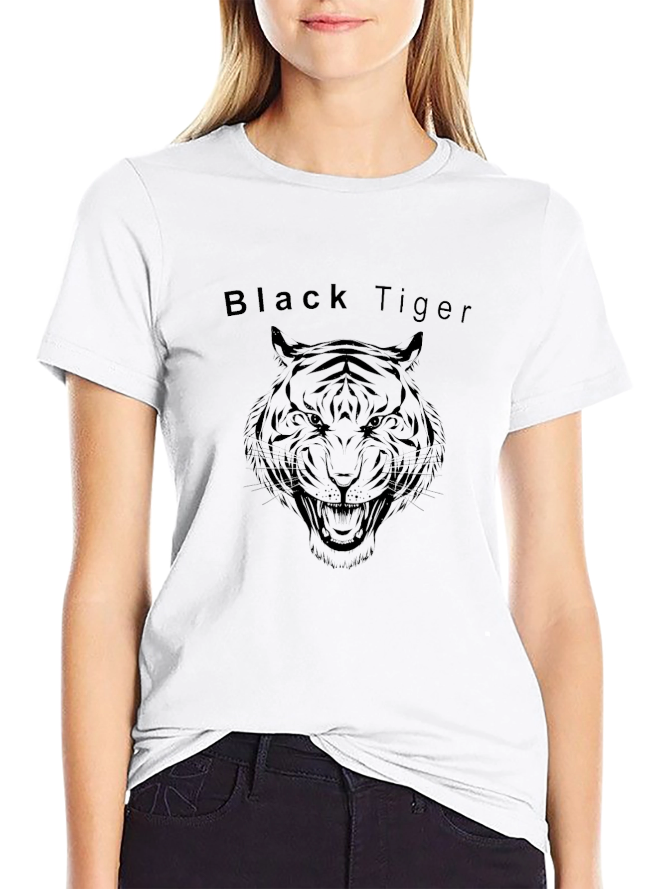 Black Tiger Graphic Print Tee