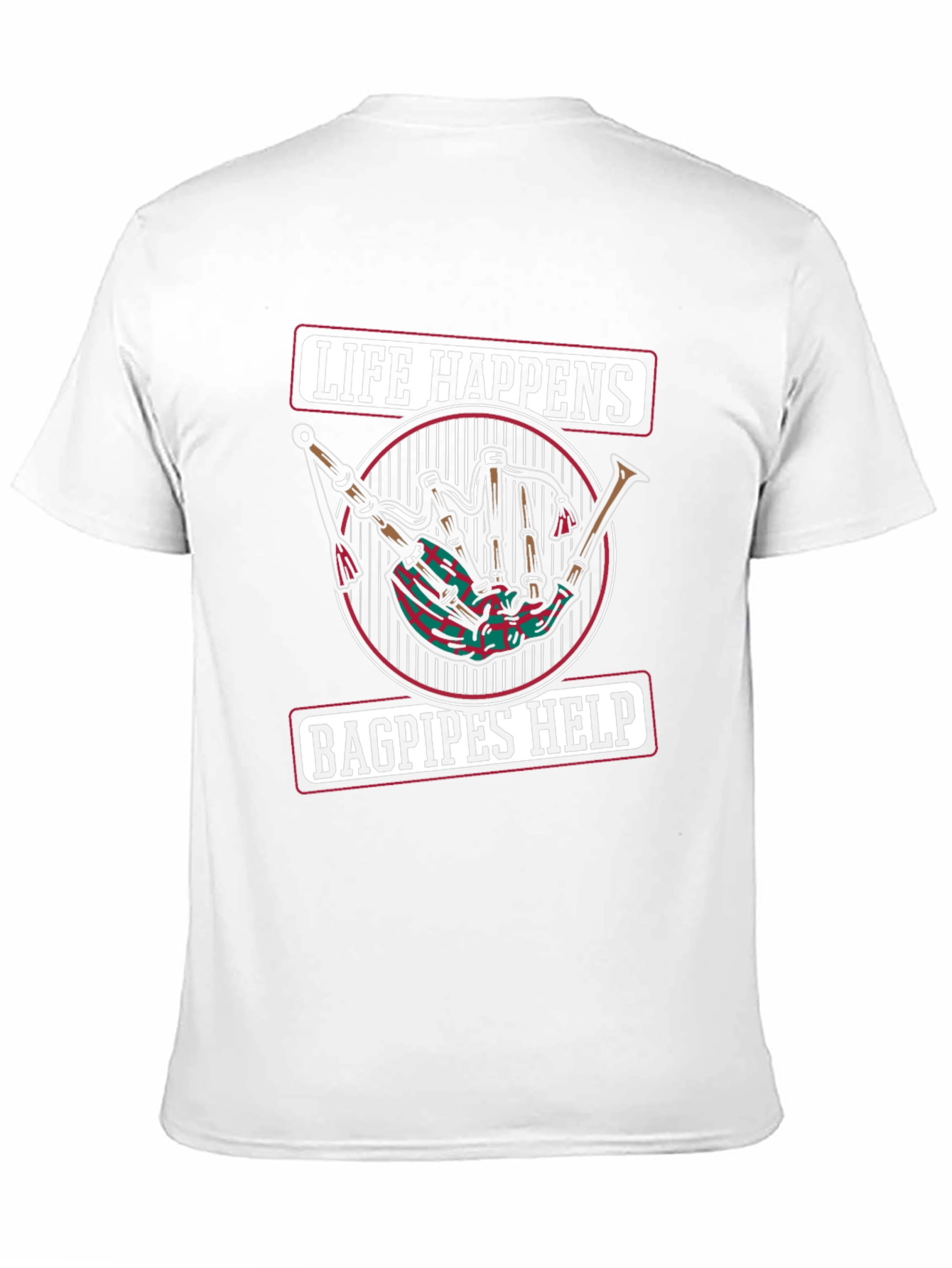 Life Happens Bagpipes Help Black T-Shirt
