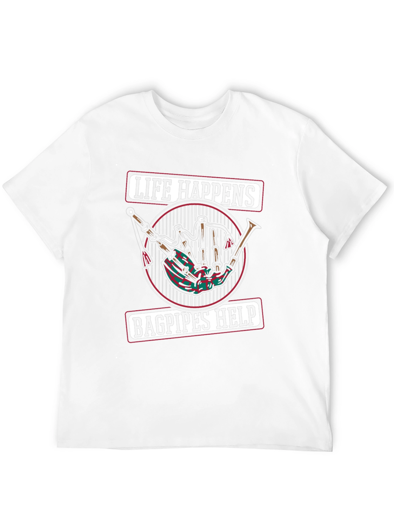 Life Happens Bagpipes Help Black T-Shirt