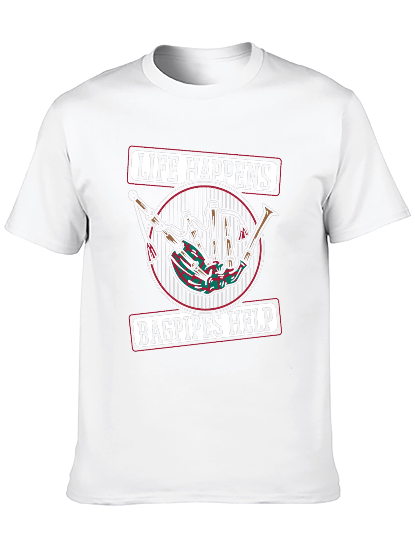 Life Happens Bagpipes Help Black T-Shirt