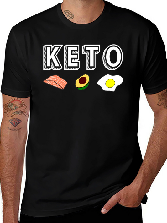 Keto Diet T-Shirt - Salmon Avocado Egg Design
