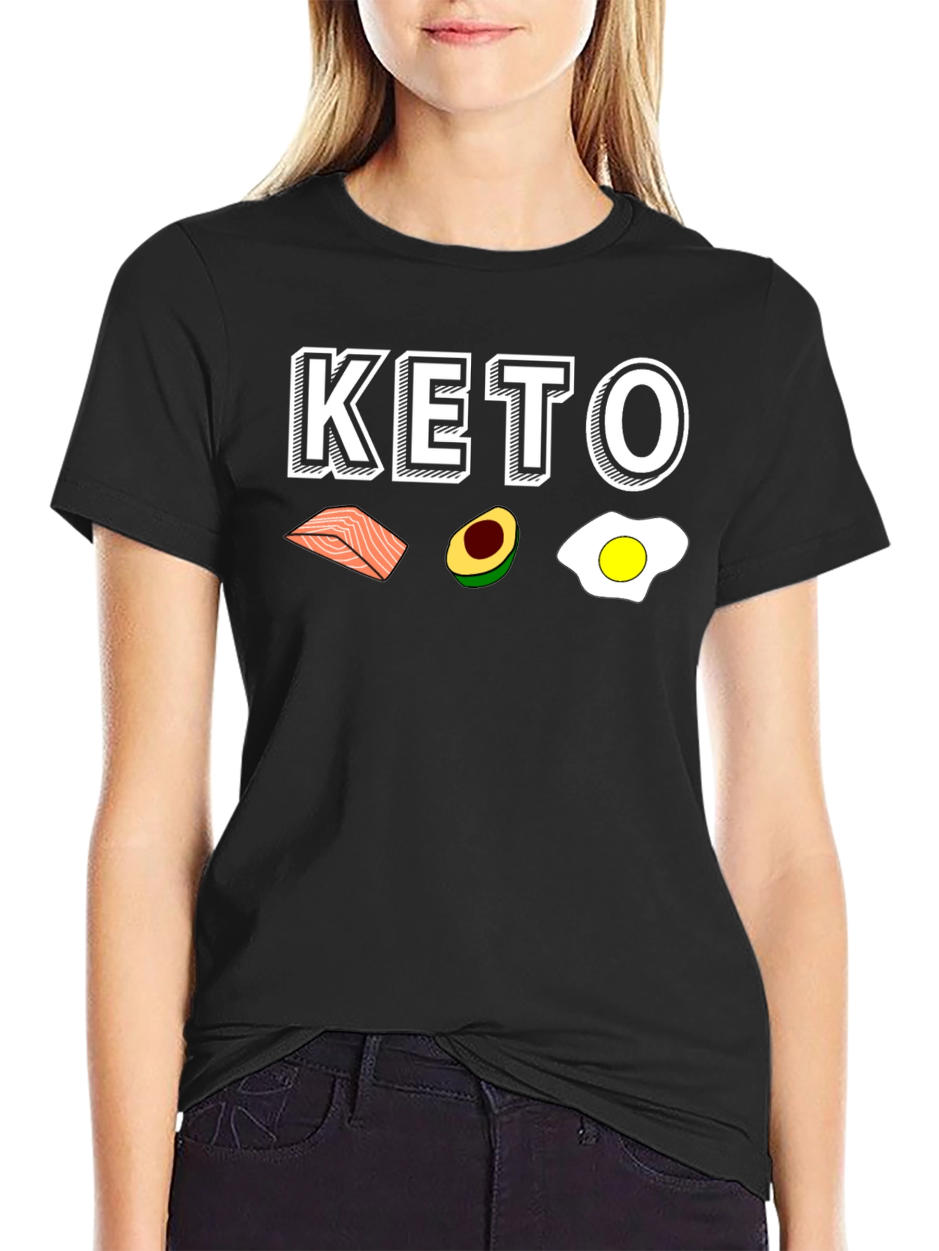 Keto Diet T-Shirt - Salmon Avocado Egg Design
